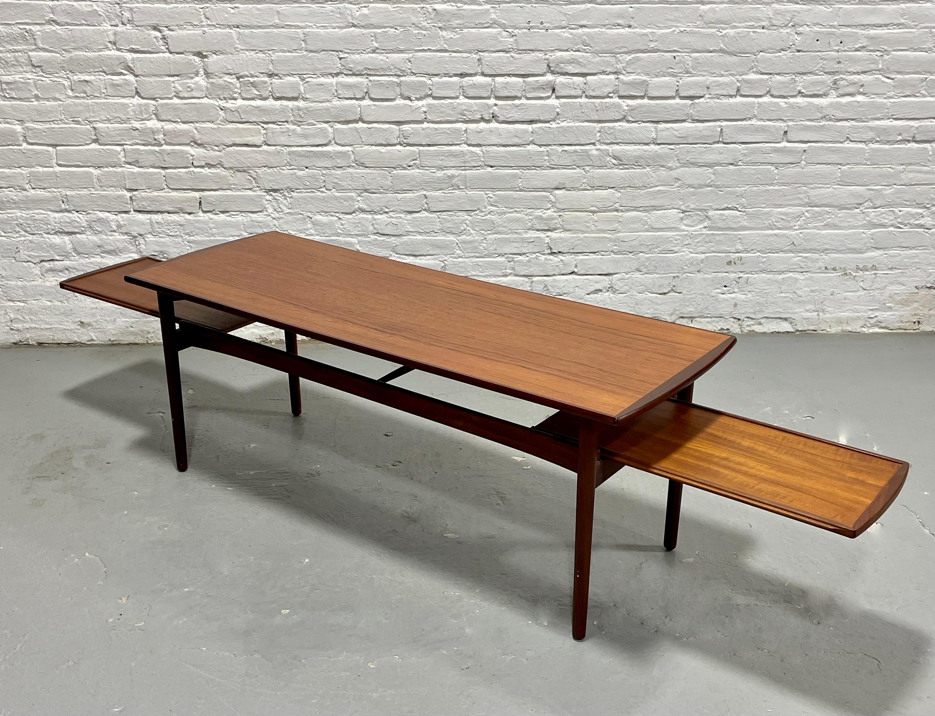 Mid-20th Century Danish Mid Century MODERN Expanding Teak COFFEE TABLE by Bramin, c. 1960s For Sale