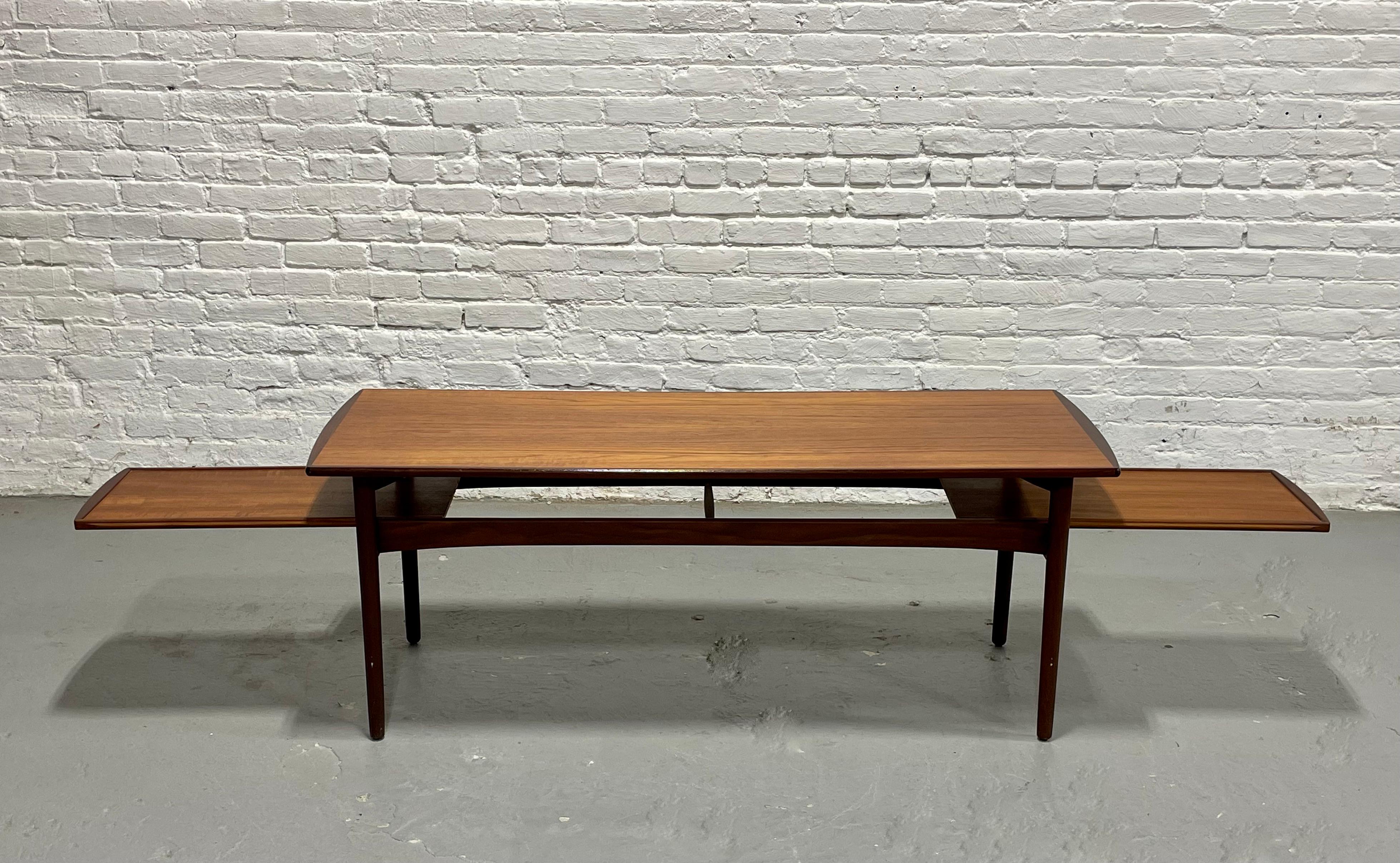Danish Mid Century MODERN Expanding Teak COFFEE TABLE by Bramin, c. 1960s For Sale 3
