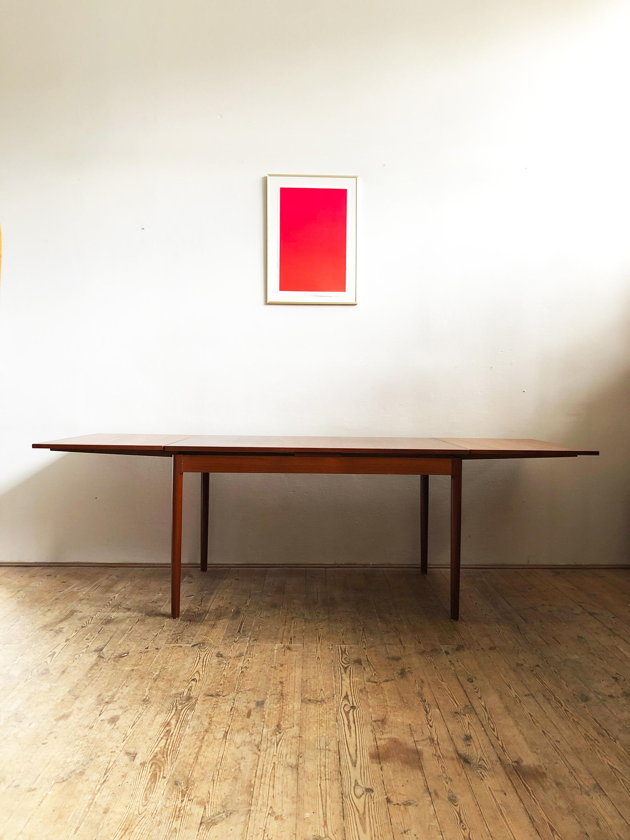 Mid-20th Century Danish Mid-Century Modern Extendable Teak Dining Table, 1950s For Sale