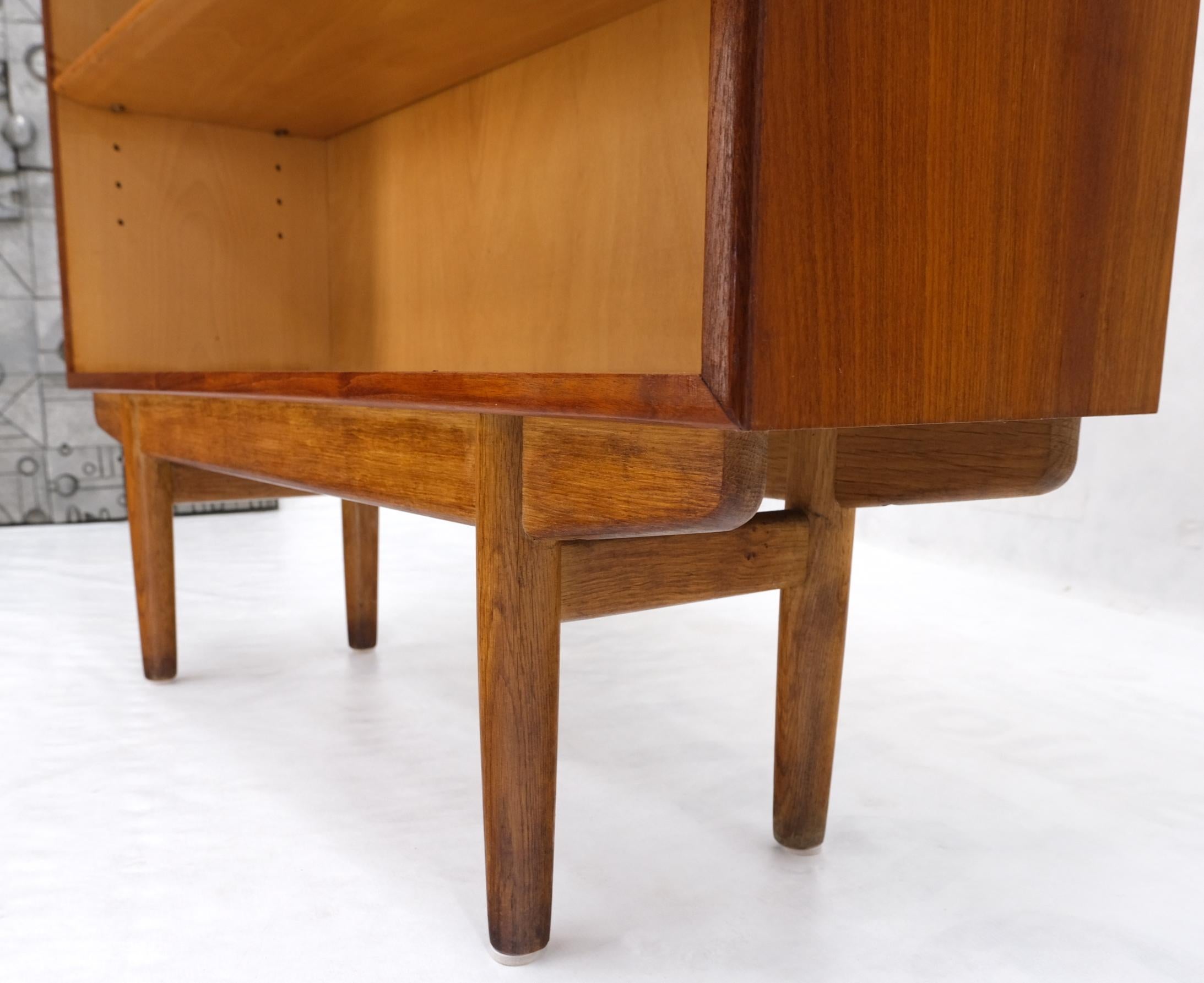 Teak Danish Mid-Century Modern Five Shelves 5 Foot Tall Bookcase on Dowel Legs