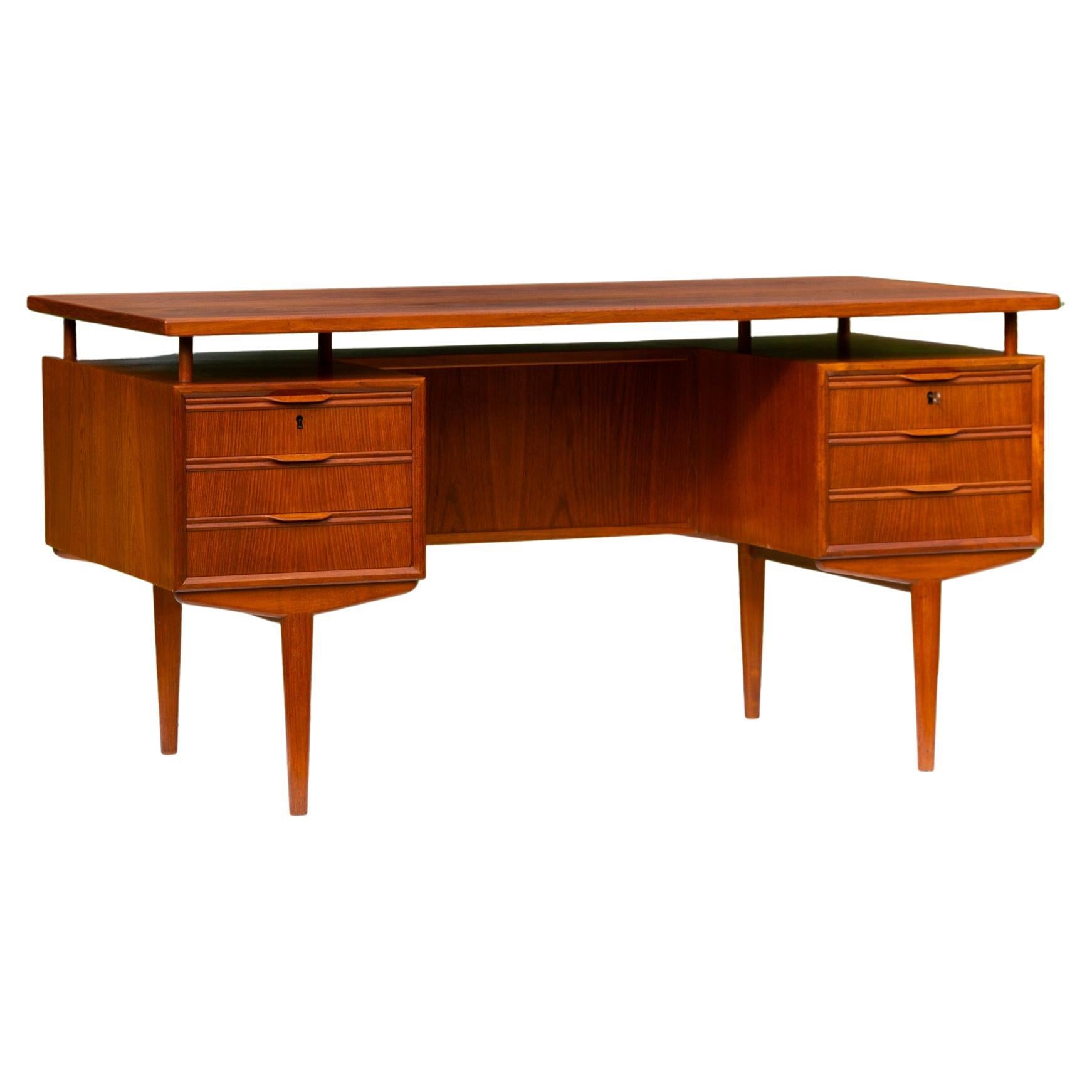 Danish Modern Freestanding Teak Desk, 1960s at 1stDibs