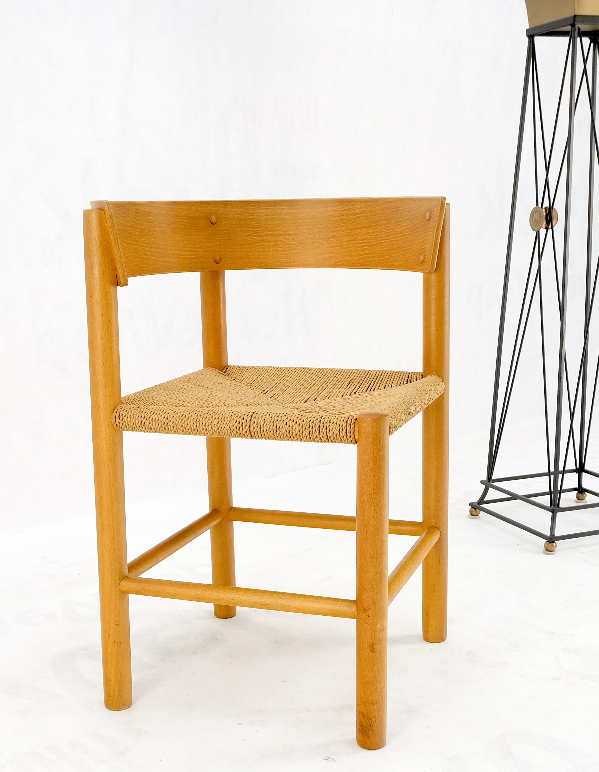Danish Mid-Century Modern Fritz Hansen Rush Seat Bent Wood Corner Chair MINT! In Good Condition For Sale In Rockaway, NJ