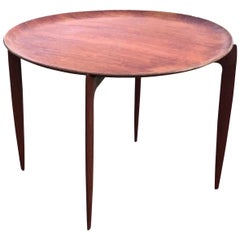 Danish Mid-Century Modern Fritz Hansen Teak Round Tray Table