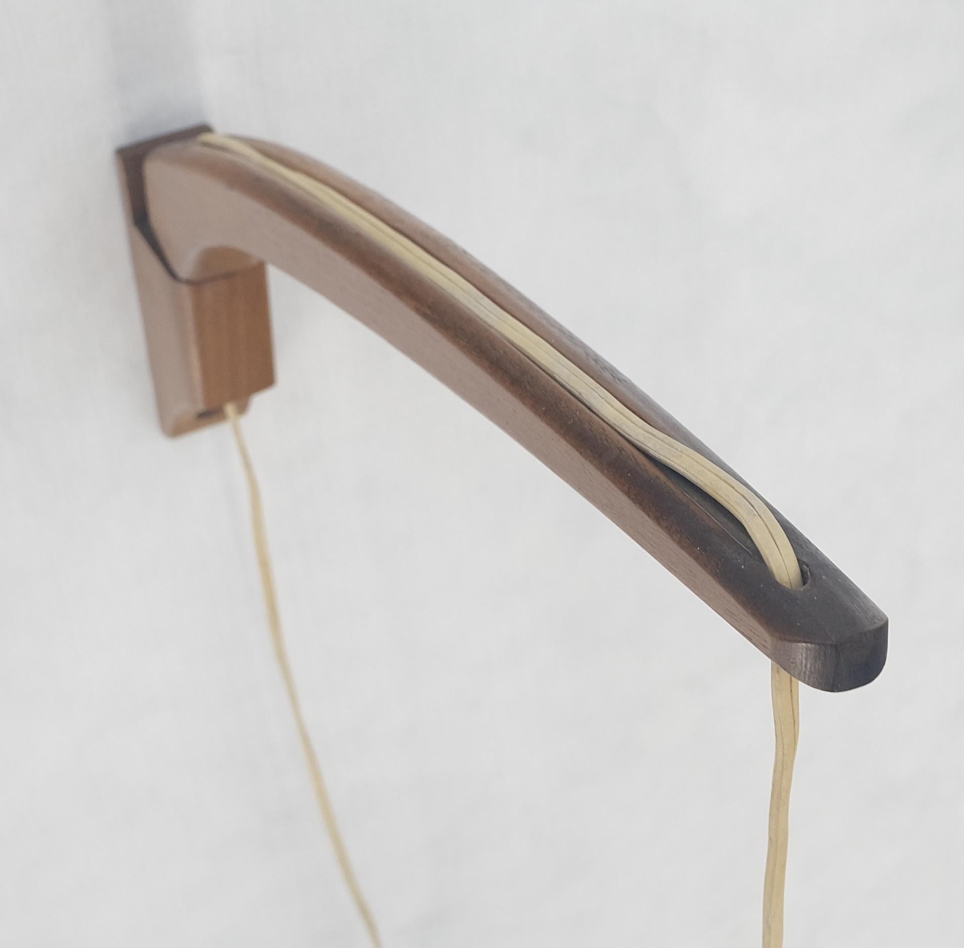 Danish Mid Century Modern Fully Adjustable Teak Swing Scones Frost Glass Shade For Sale 2