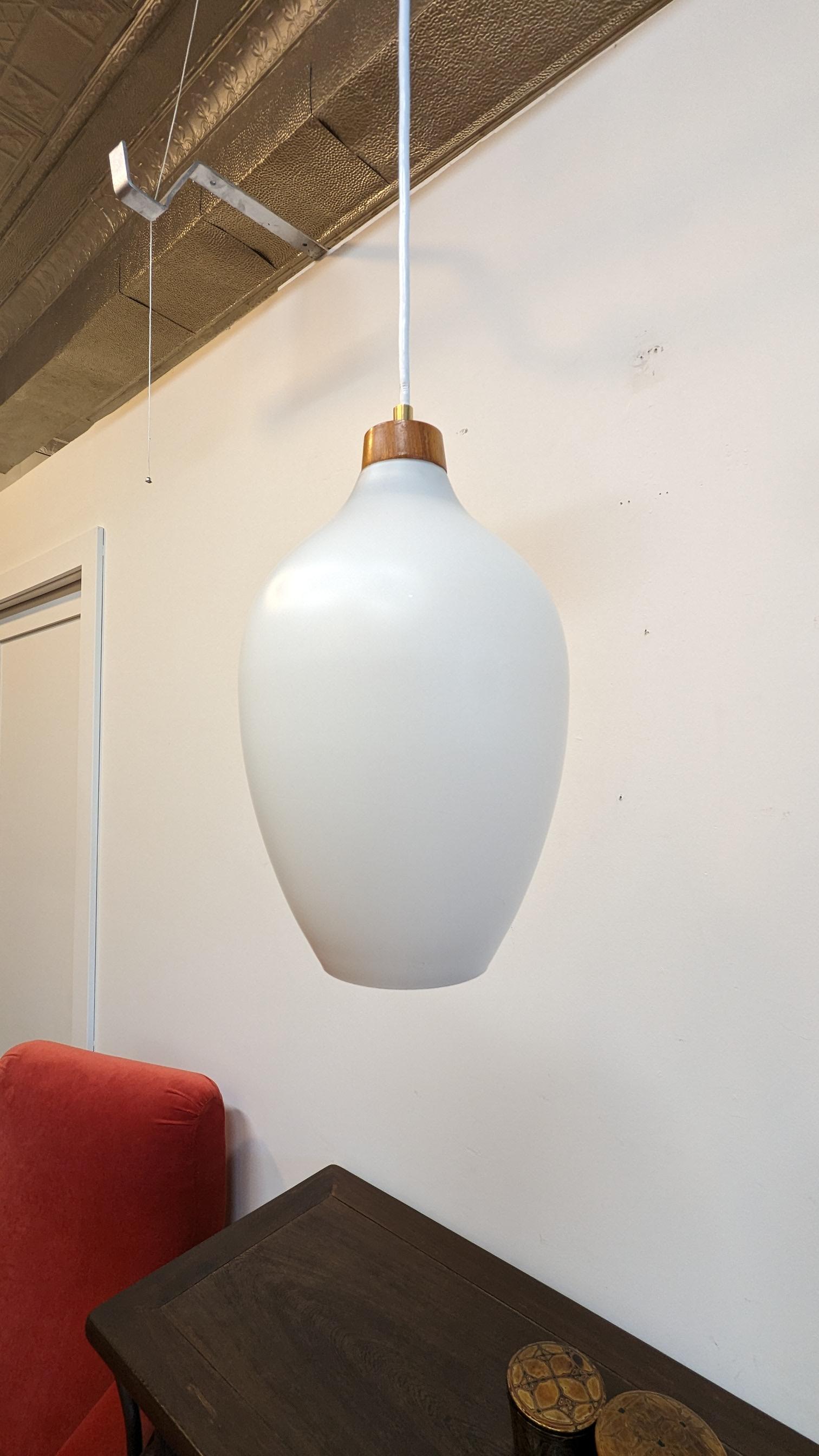 Danish Mid Century Modern Glass Pendant Light 3