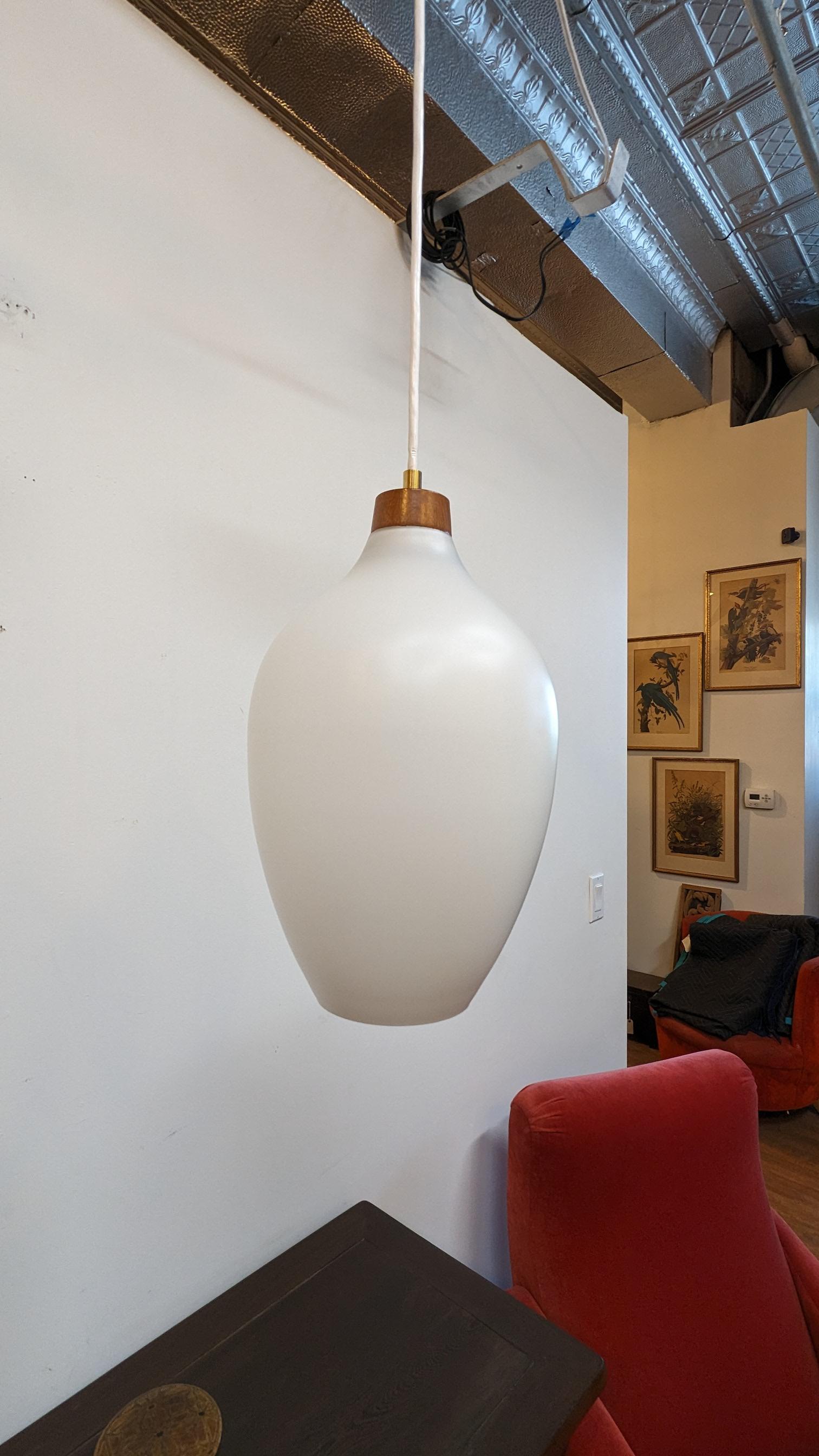 Danish Mid Century Modern Glass Pendant Light For Sale 4