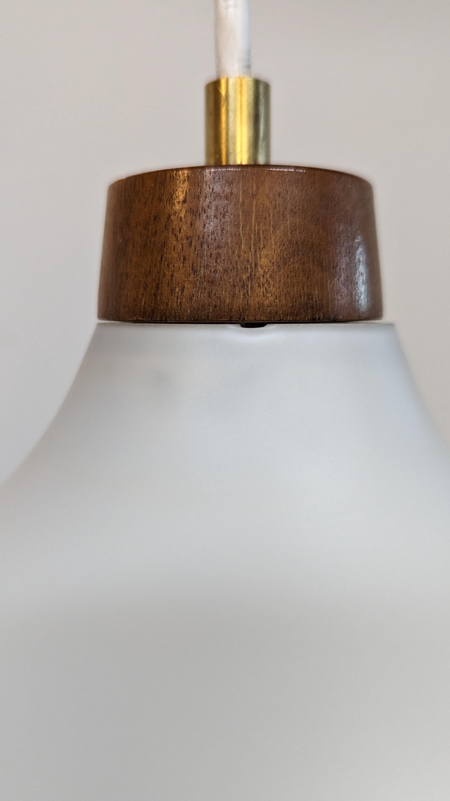 American Danish Mid Century Modern Glass Pendant Light For Sale