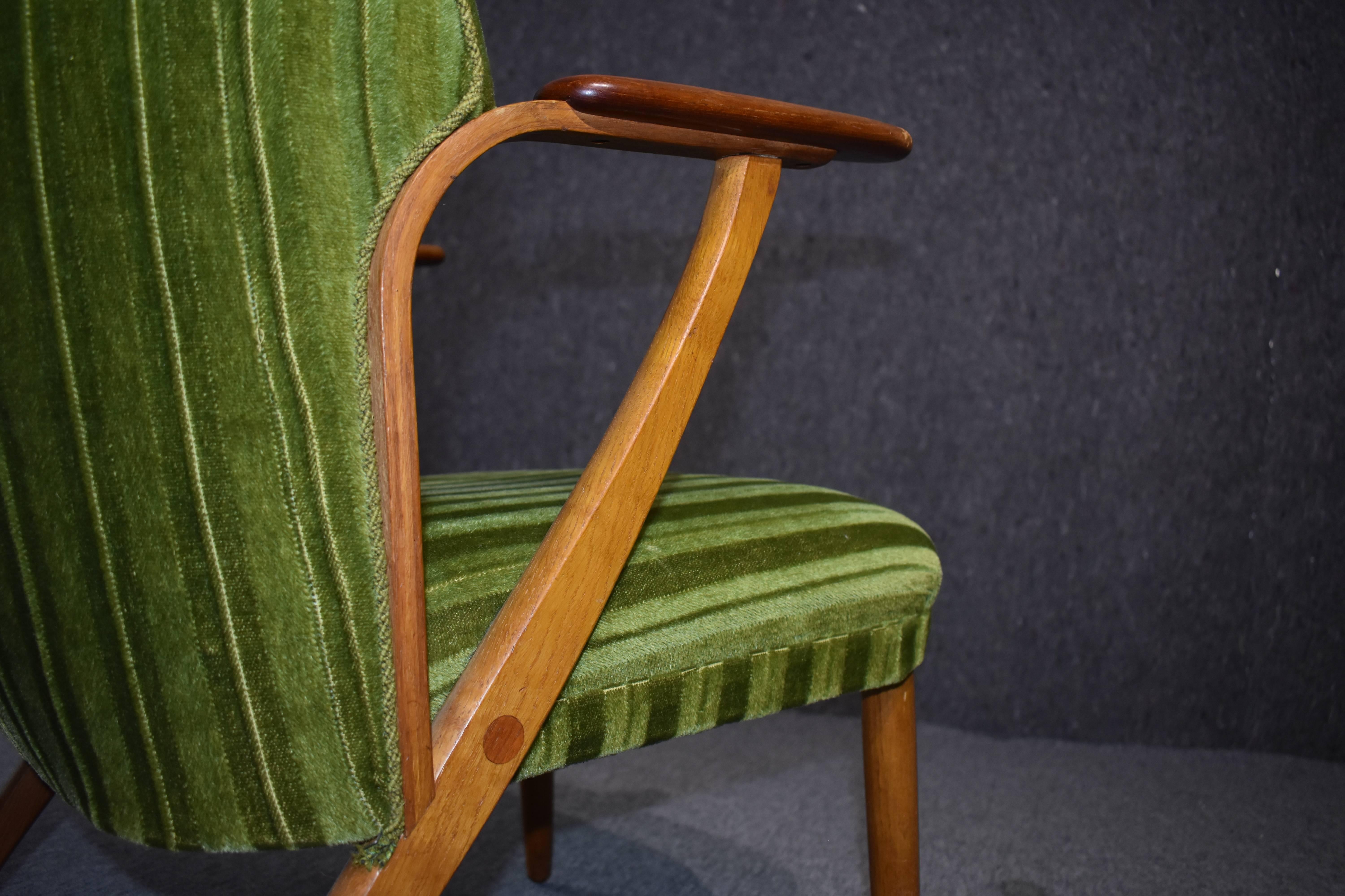 Mid-20th Century Danish Mid-Century Modern Green Teak Lounge Chair, 1960s For Sale