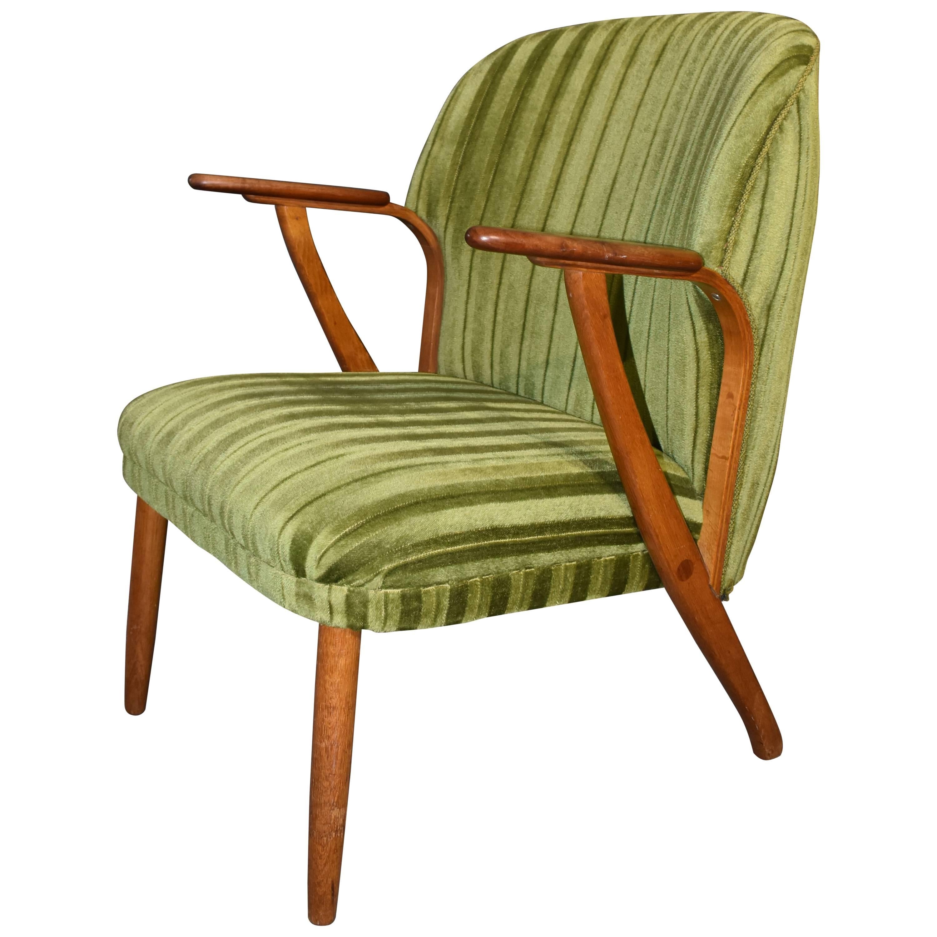 Danish Mid-Century Modern Green Teak Lounge Chair, 1960s For Sale