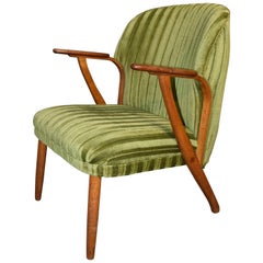 Danish Mid-Century Modern Green Teak Lounge Chair, 1960s