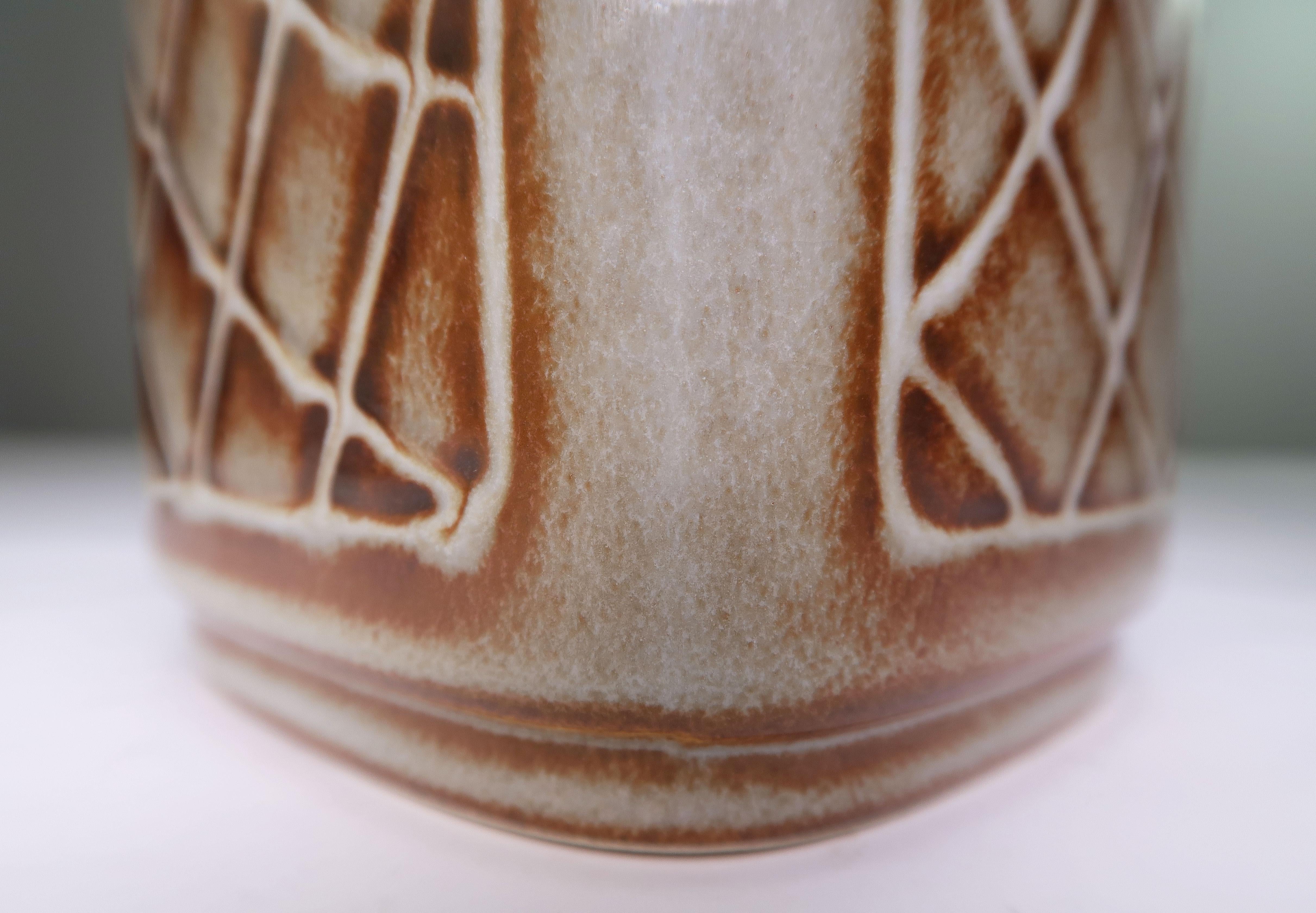 20th Century Einar Johansen Graphic Grey Brown Ceramic Vase for Søholm, 1960s For Sale