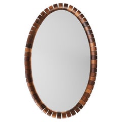 Danish Mid-Century Modern Handcrafted Oval Mirror, Denmark, 1960s