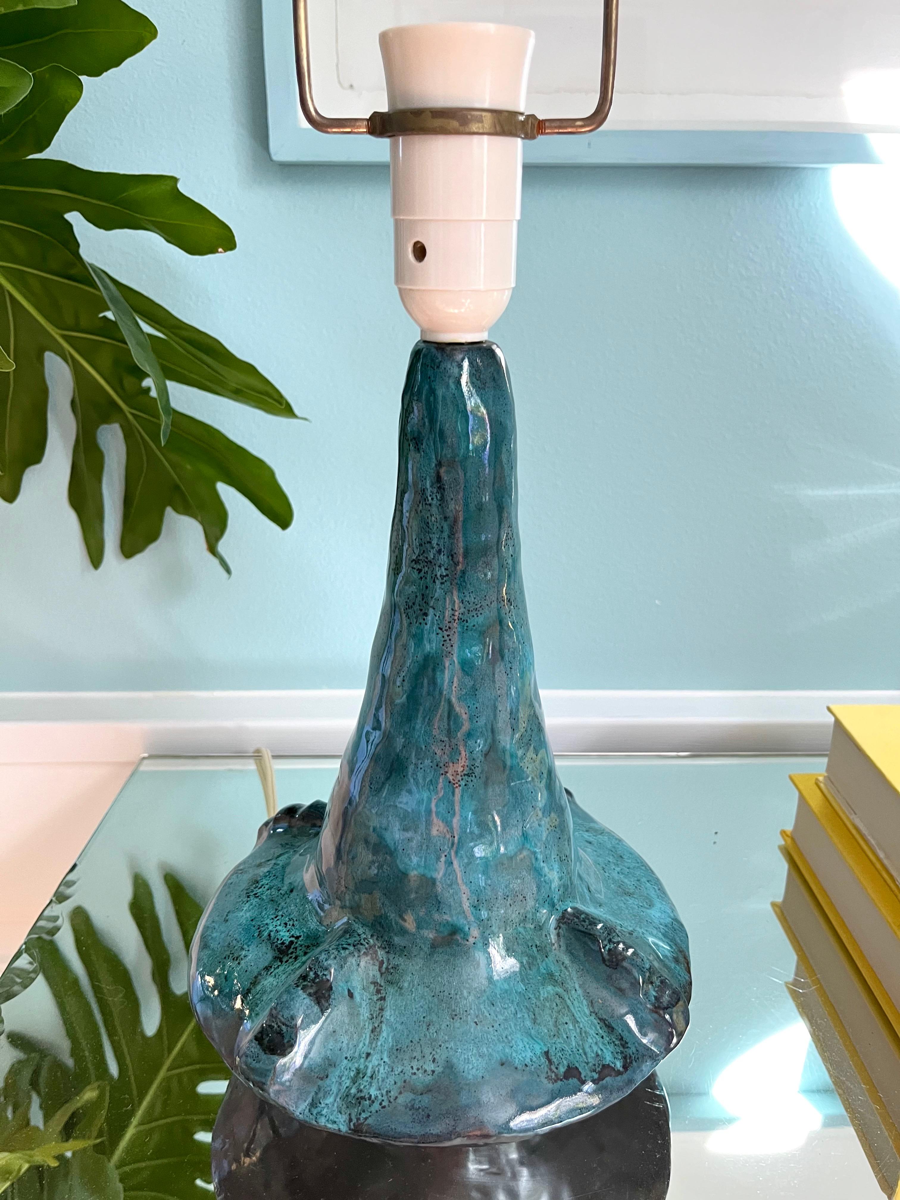 Vernissé Lampe de table danoise en grès fabriquée à la main au milieu du siècle dernier, 1963 en vente