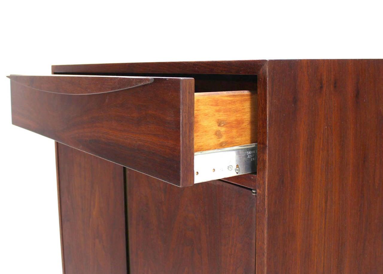Danish Mid Century Modern HANGING Walnut Side-by-Side Storage Cabinet and Vanity For Sale 1