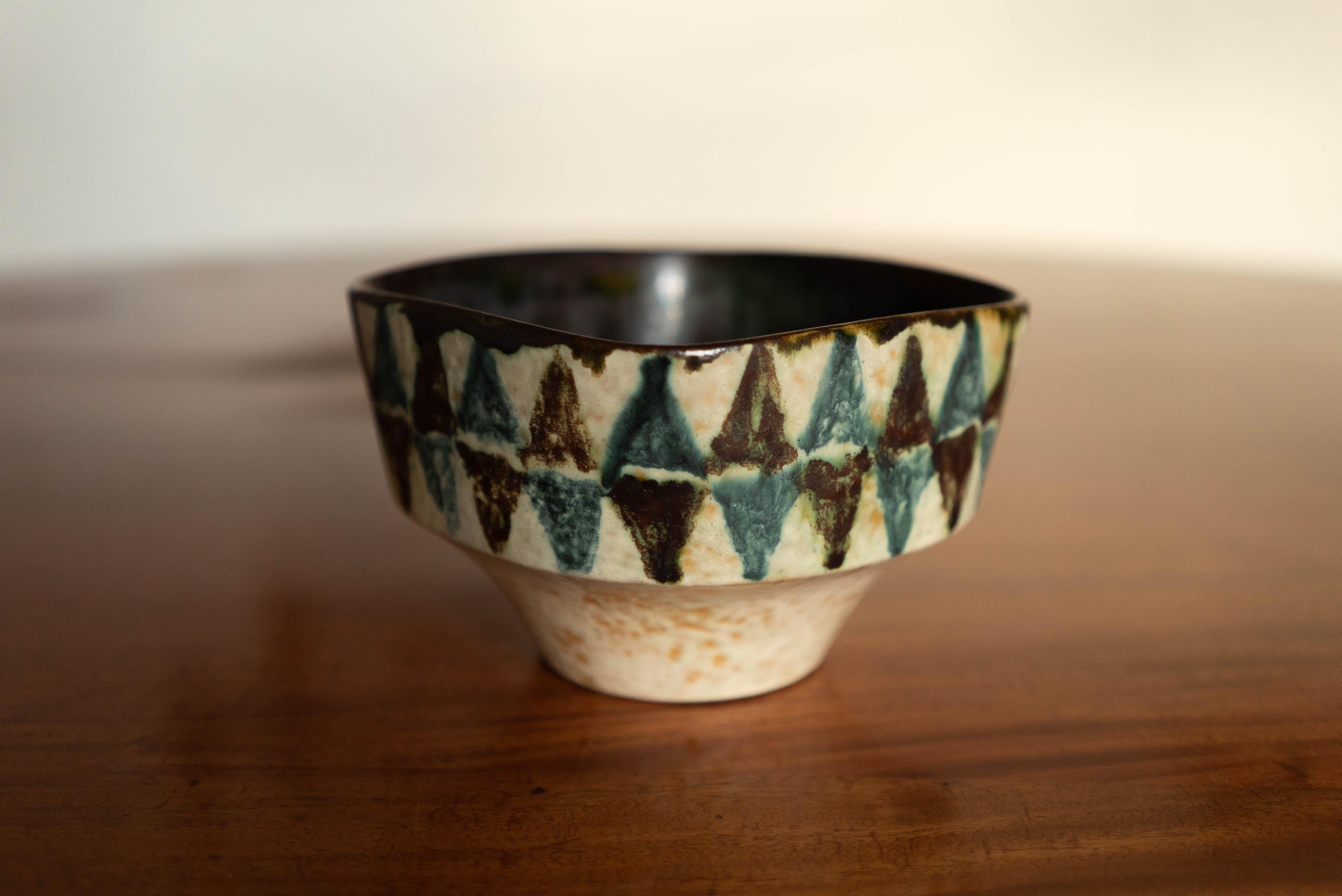 Glazed Danish Mid-Century Modern Herluf Gottschalk Olsen Stoneware Small bowl 2
