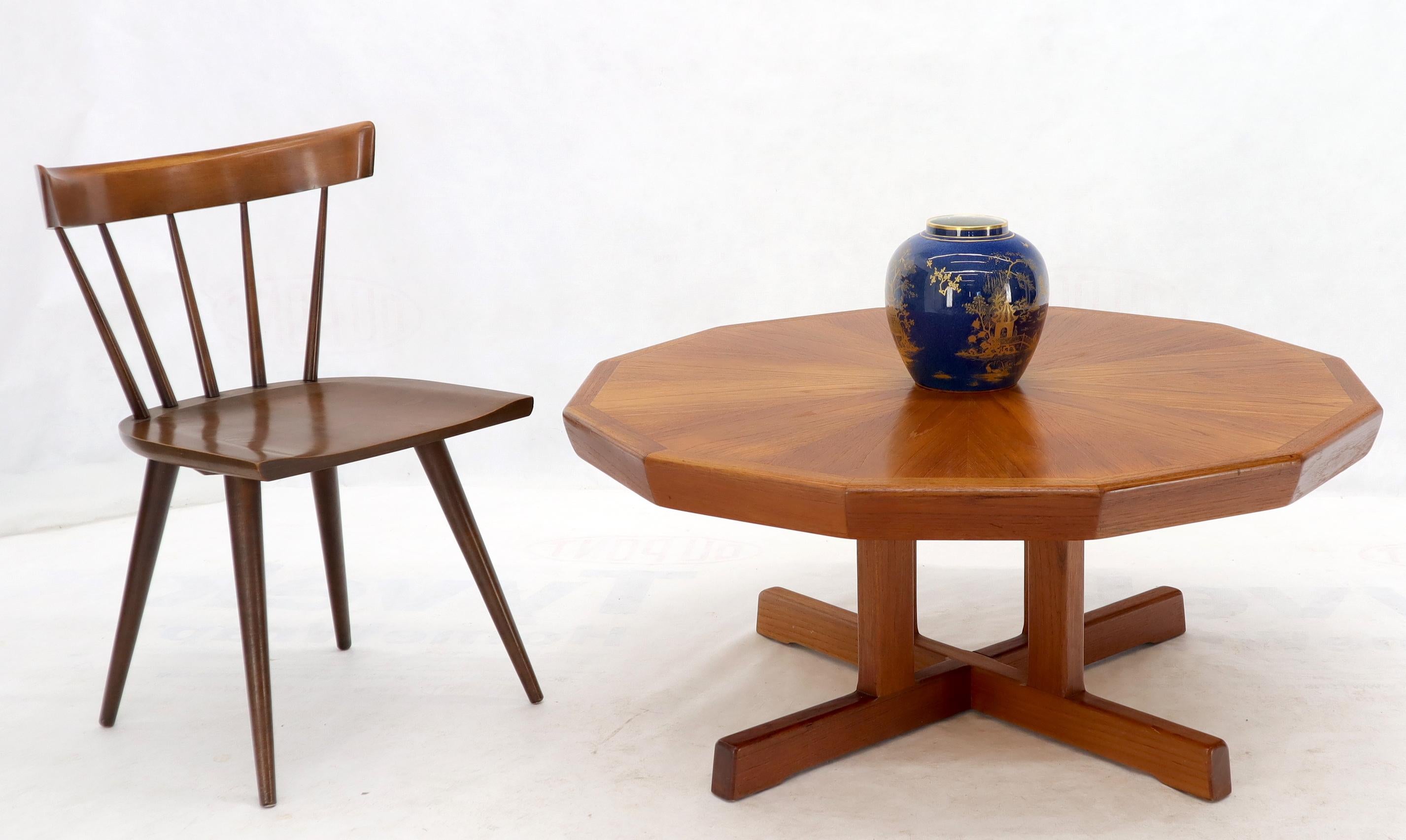 Danish modern teak heavy solid base coffee table. Beautiful teak wood pattern.