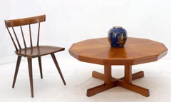 Danish Mid-Century Modern Hexagon Top Heavy Cross Base Coffee Table