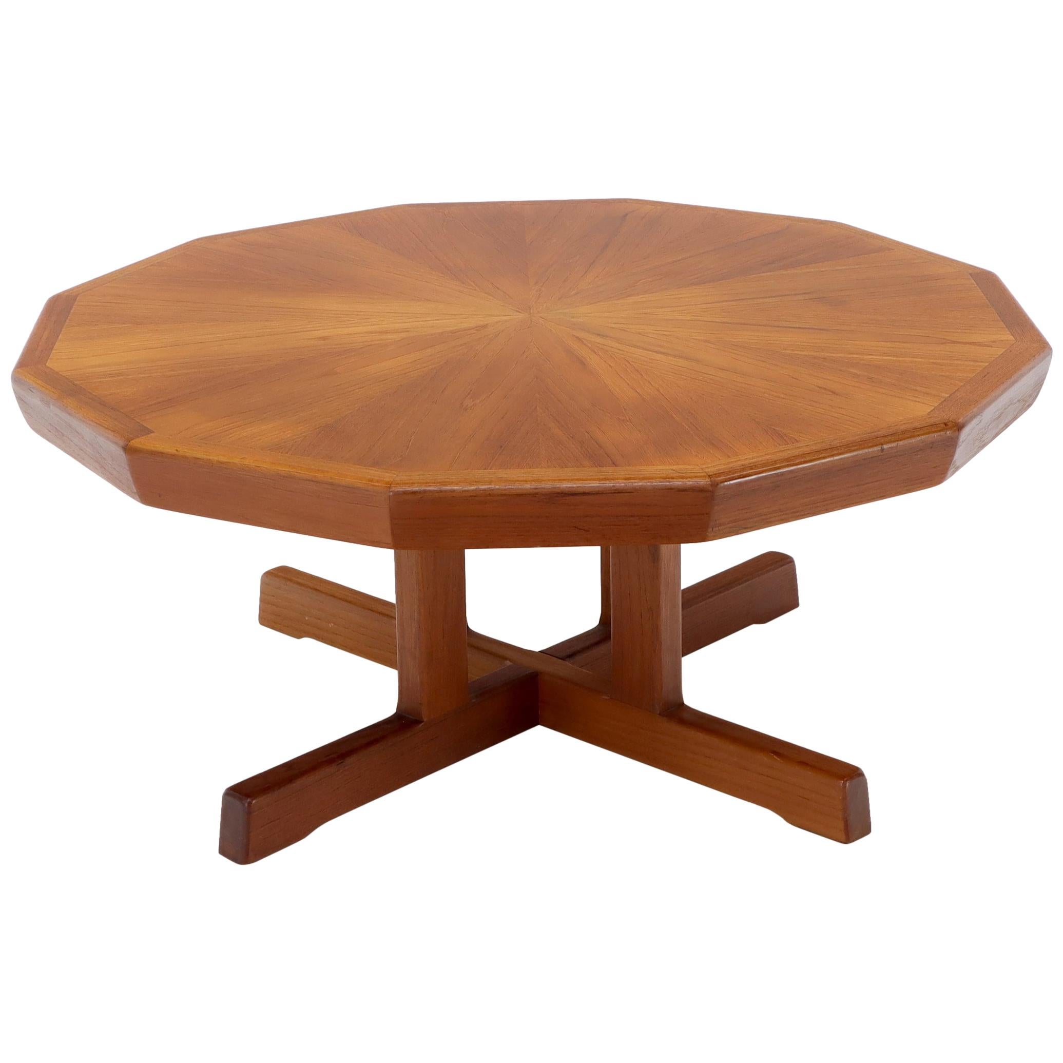 Danish Mid-Century Modern Hexagon Top Heavy Cross Base Coffee Table For Sale