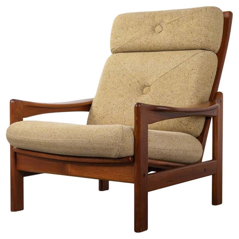 Danish Mid-Century Modern High Back Teak Lounge Chair For Sale at 1stDibs