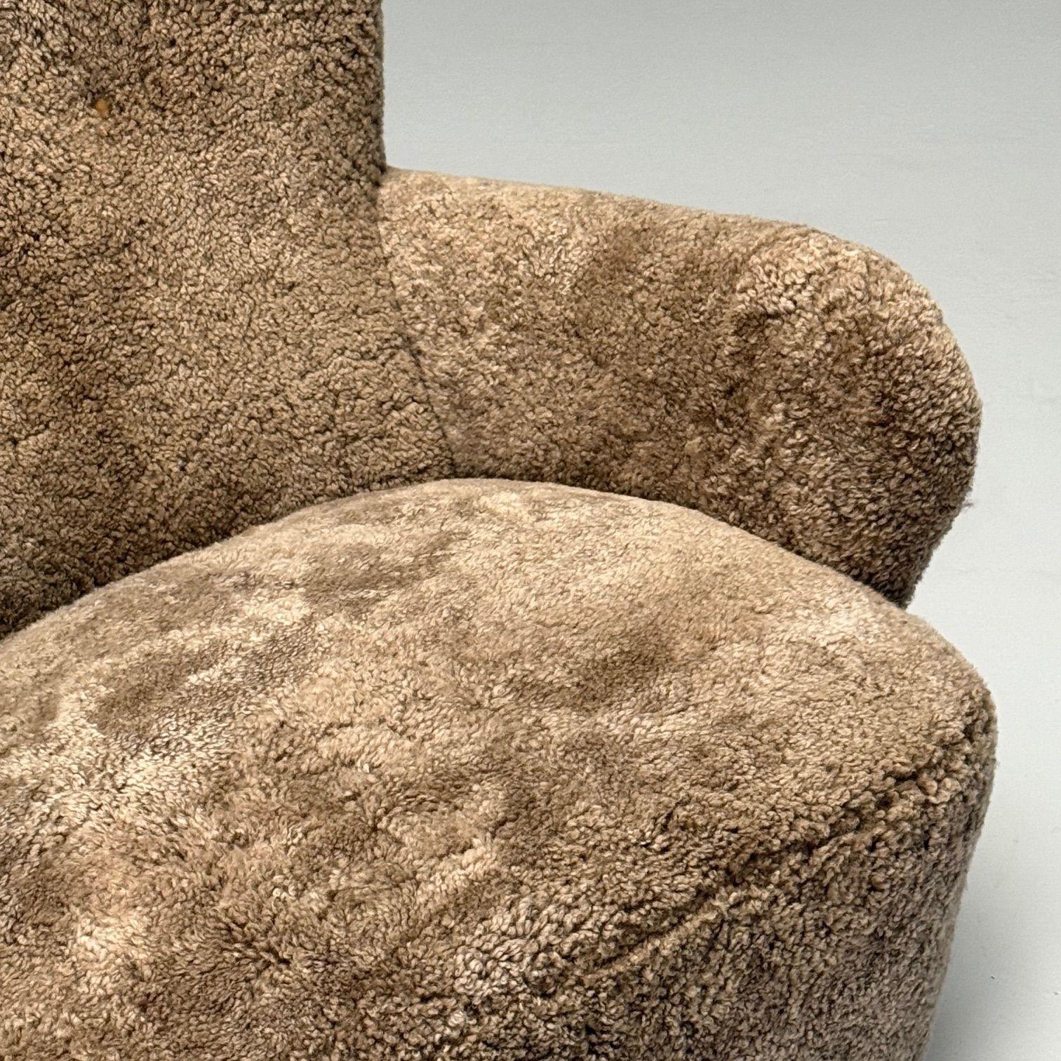 Danish Mid-Century Modern, Highback Lounge Chair, Sahara Shearling, Beech 4