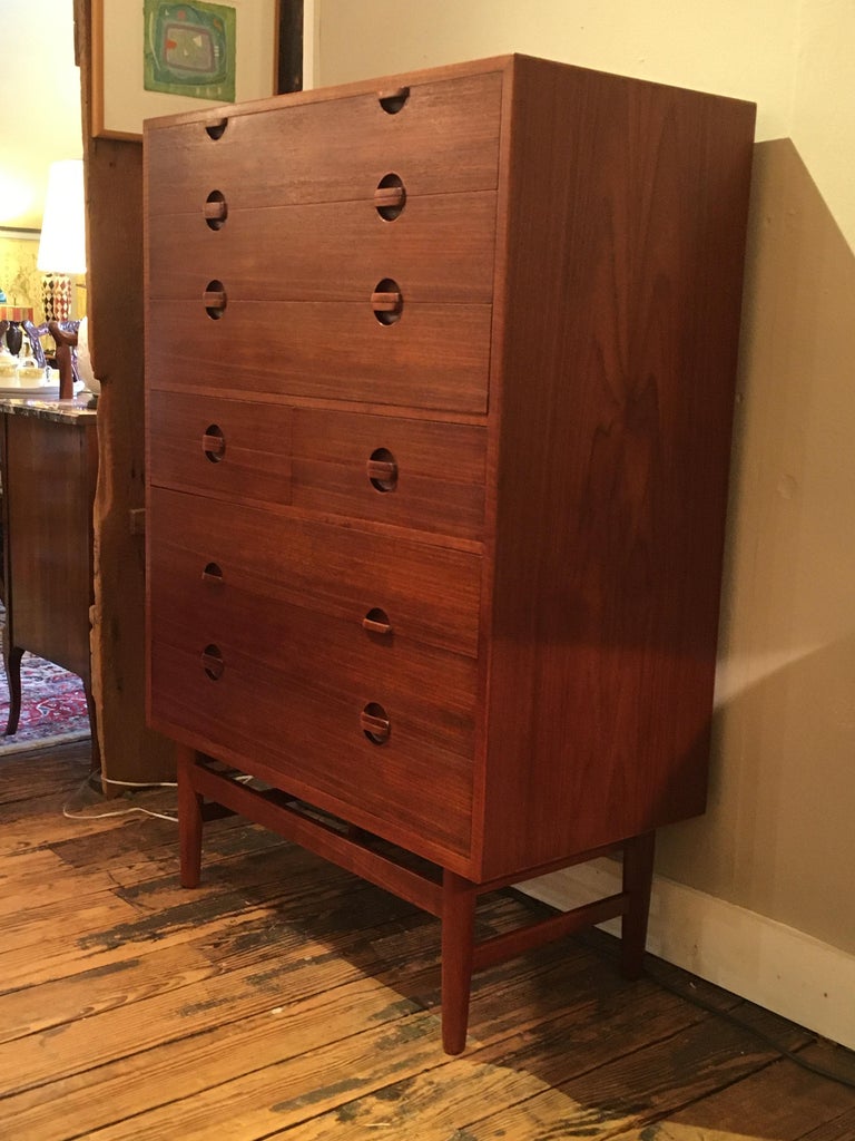 Danish MidCentury Modern Highboy Chest of Drawers by Erik Worts at 1stDibs