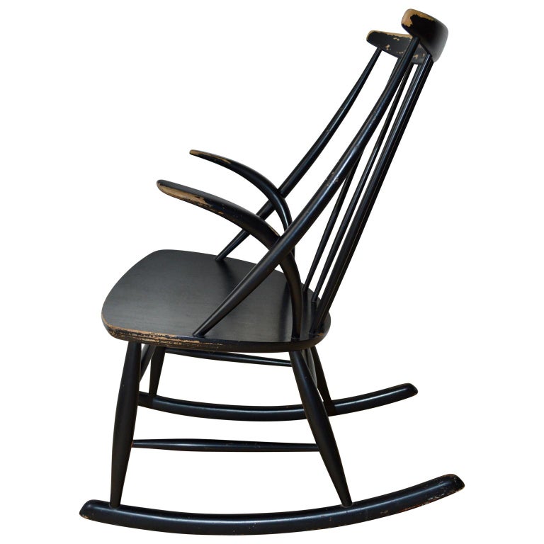 Lacquered Danish Mid-Century Modern Illum Wikkelsø Rocking Chair For Sale