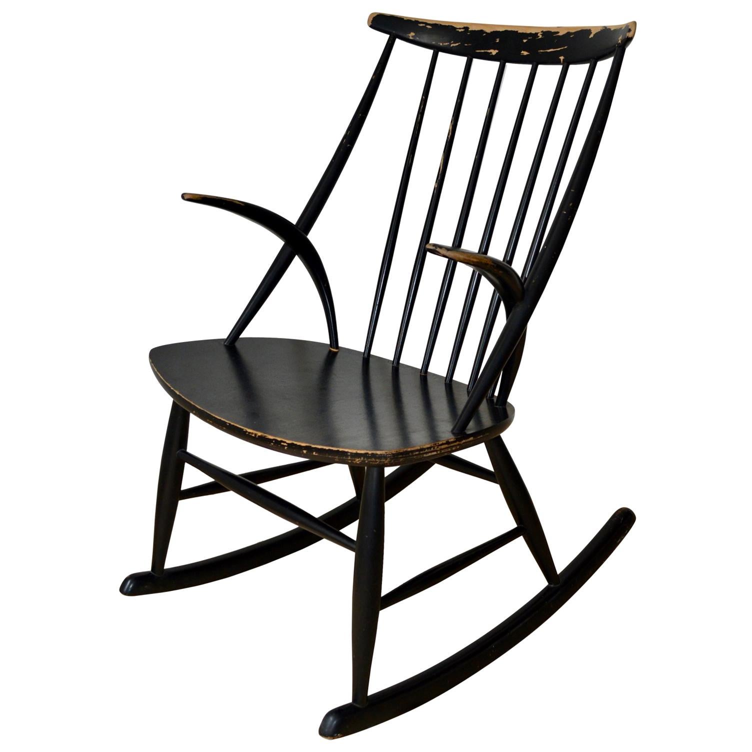 Fauteuil à bascule danois Mid-Century Modern Illum Wikkelsø