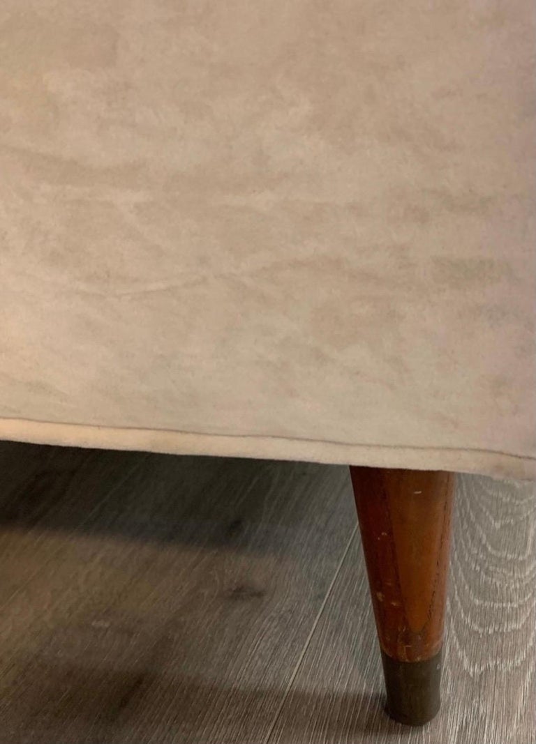 Danish MidCentury Modern Ivory Crushed Velvet Lounge Chair at 1stDibs