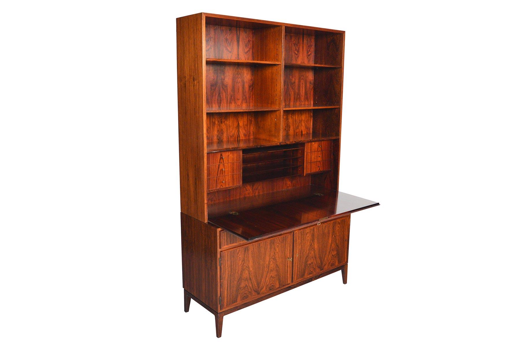 Scandinavian Modern Danish Mid-Century Modern Kai Winding Rosewood Credenza with Bookcase Hutch