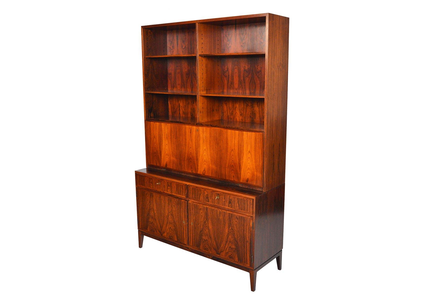 Danish Mid-Century Modern Kai Winding Rosewood Credenza with Bookcase Hutch 1