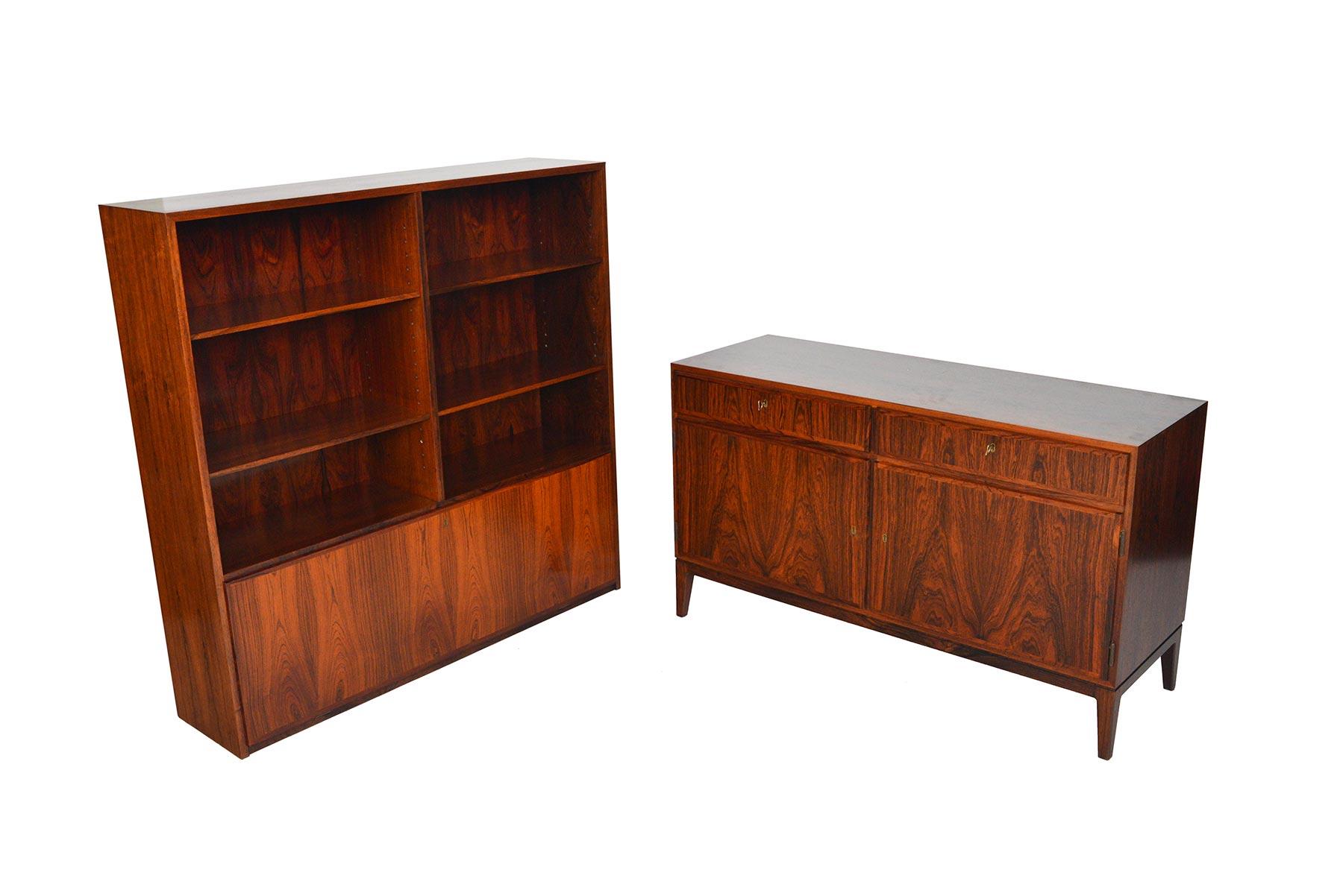 Danish Mid-Century Modern Kai Winding Rosewood Credenza with Bookcase Hutch 3