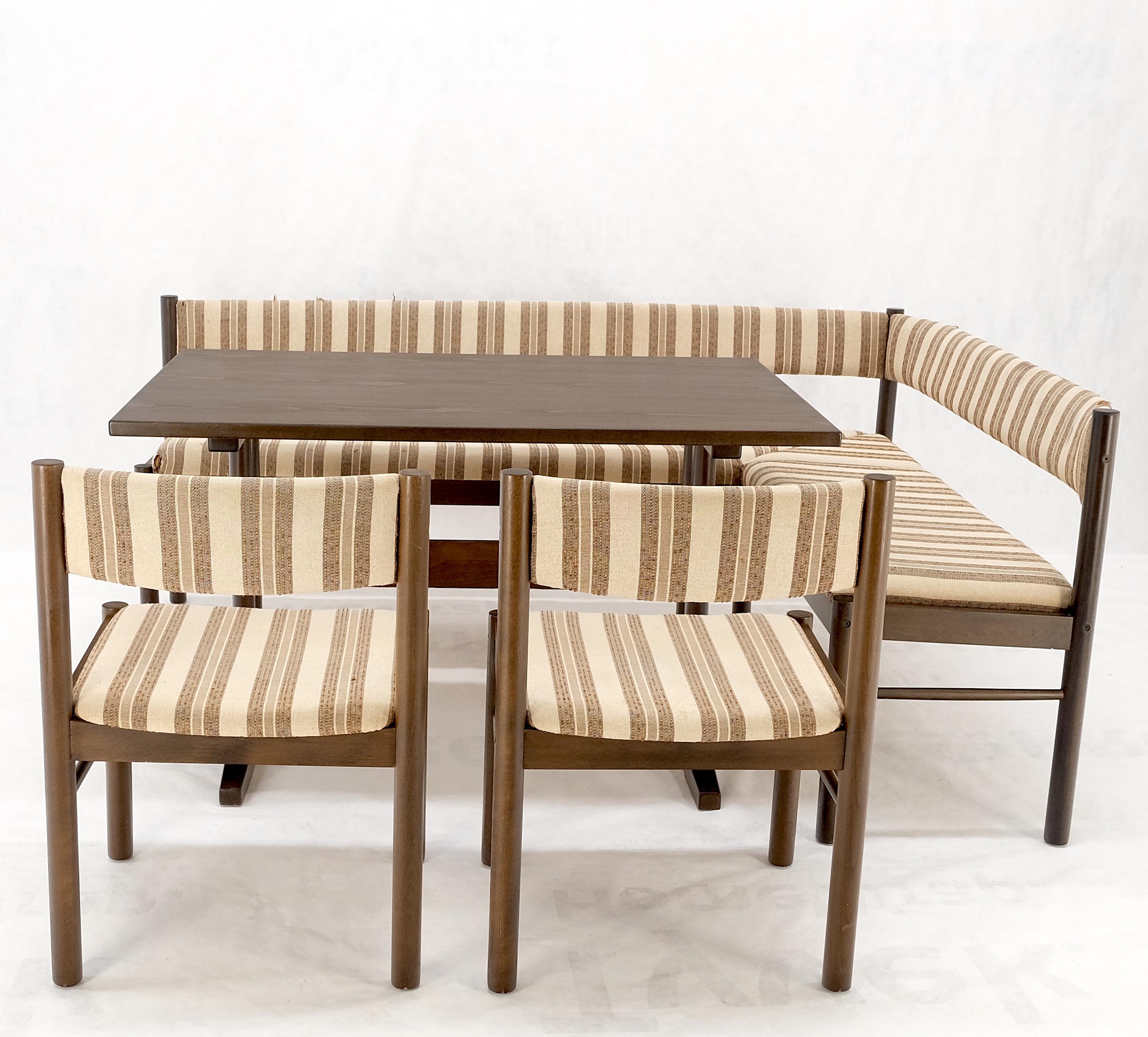 Danish Mid Century Modern L Shape Bench Chairs Dining Table Kitchen Dinette Set  For Sale 2