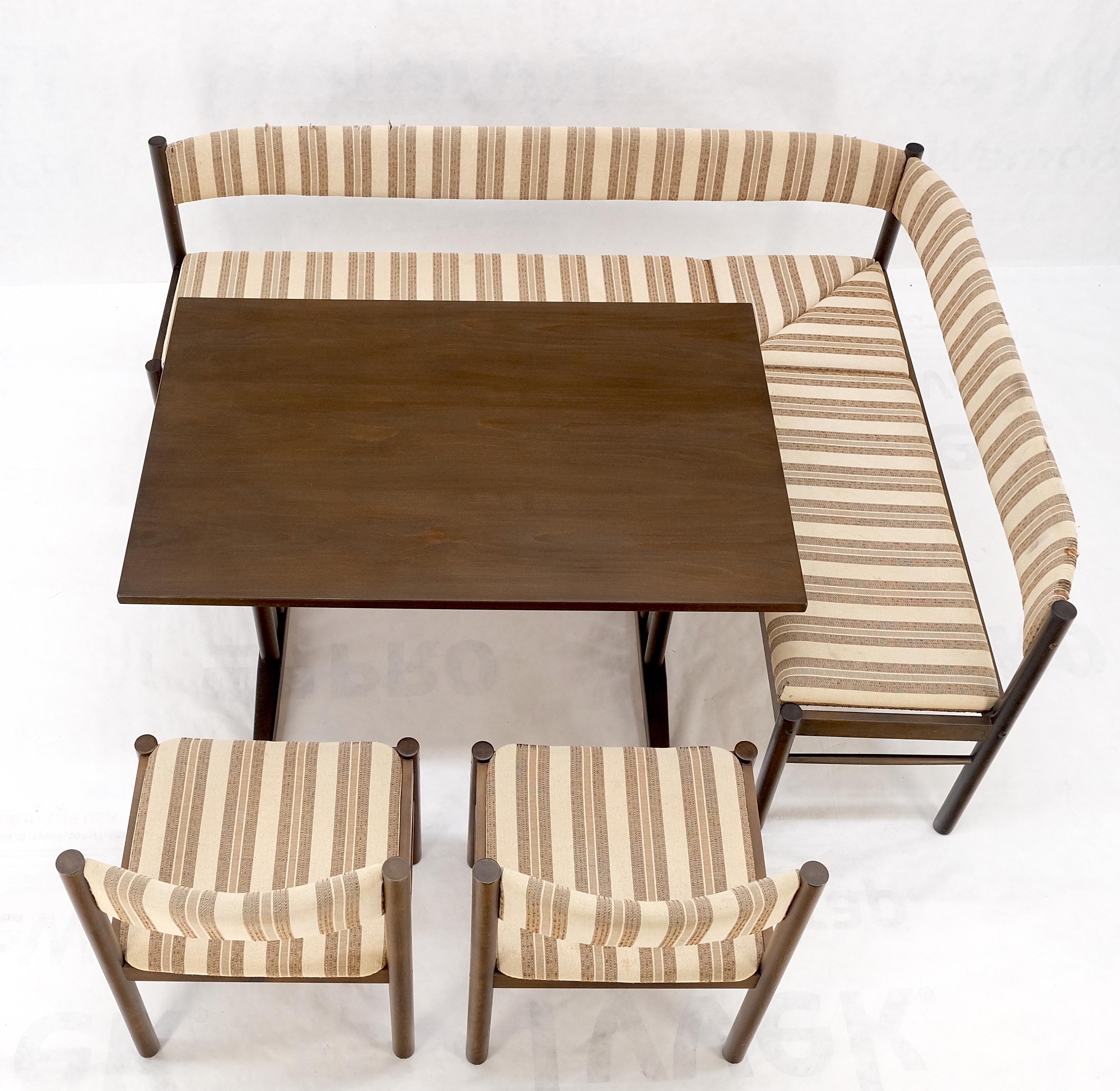 Bancs en forme de L danois Mid Century Modern Chairs Table de cuisine Dinette Set  en vente 5
