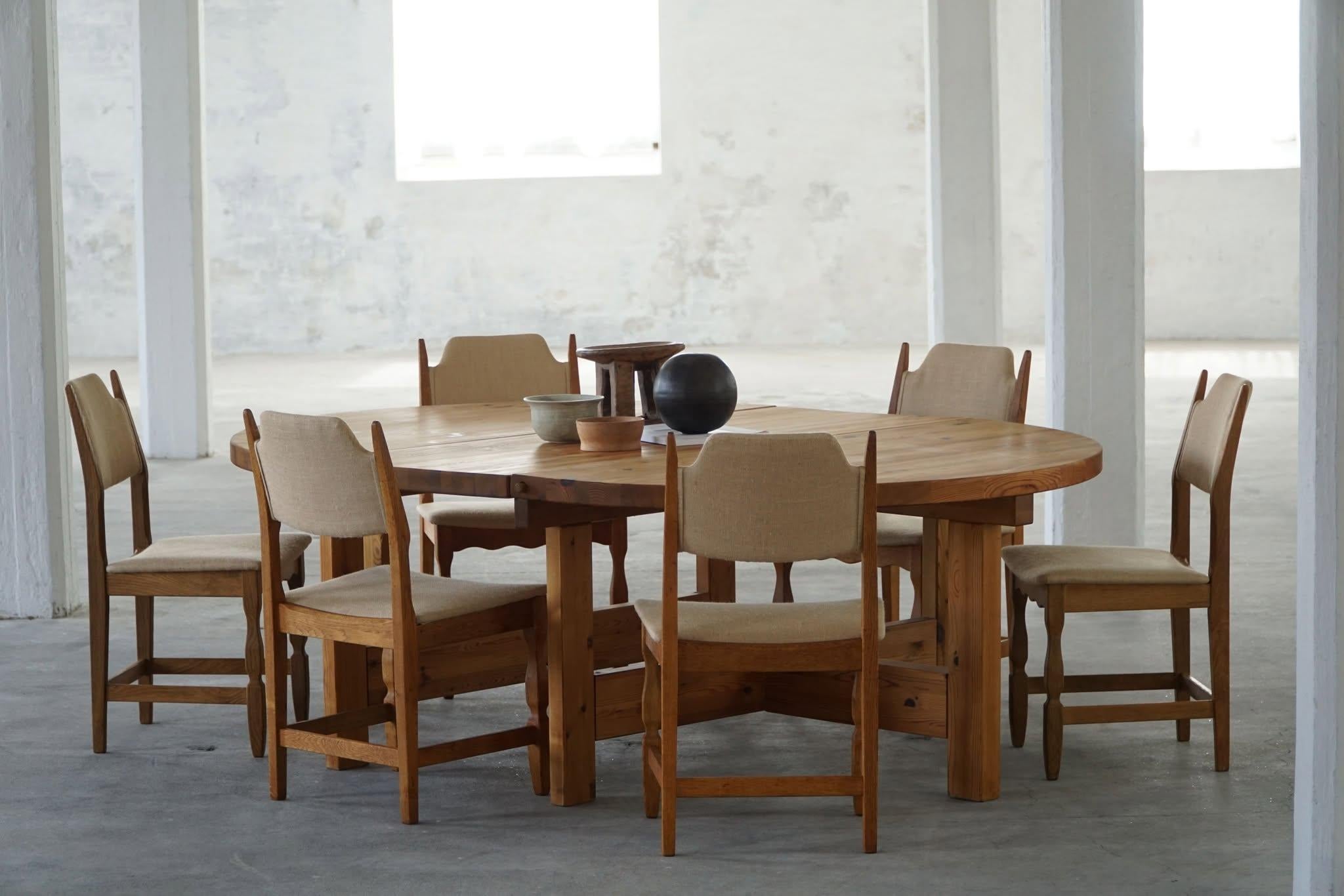 Grande table de salle à manger danoise moderne du milieu du siècle en pin, Tage Poulsen, 1970 en vente 5