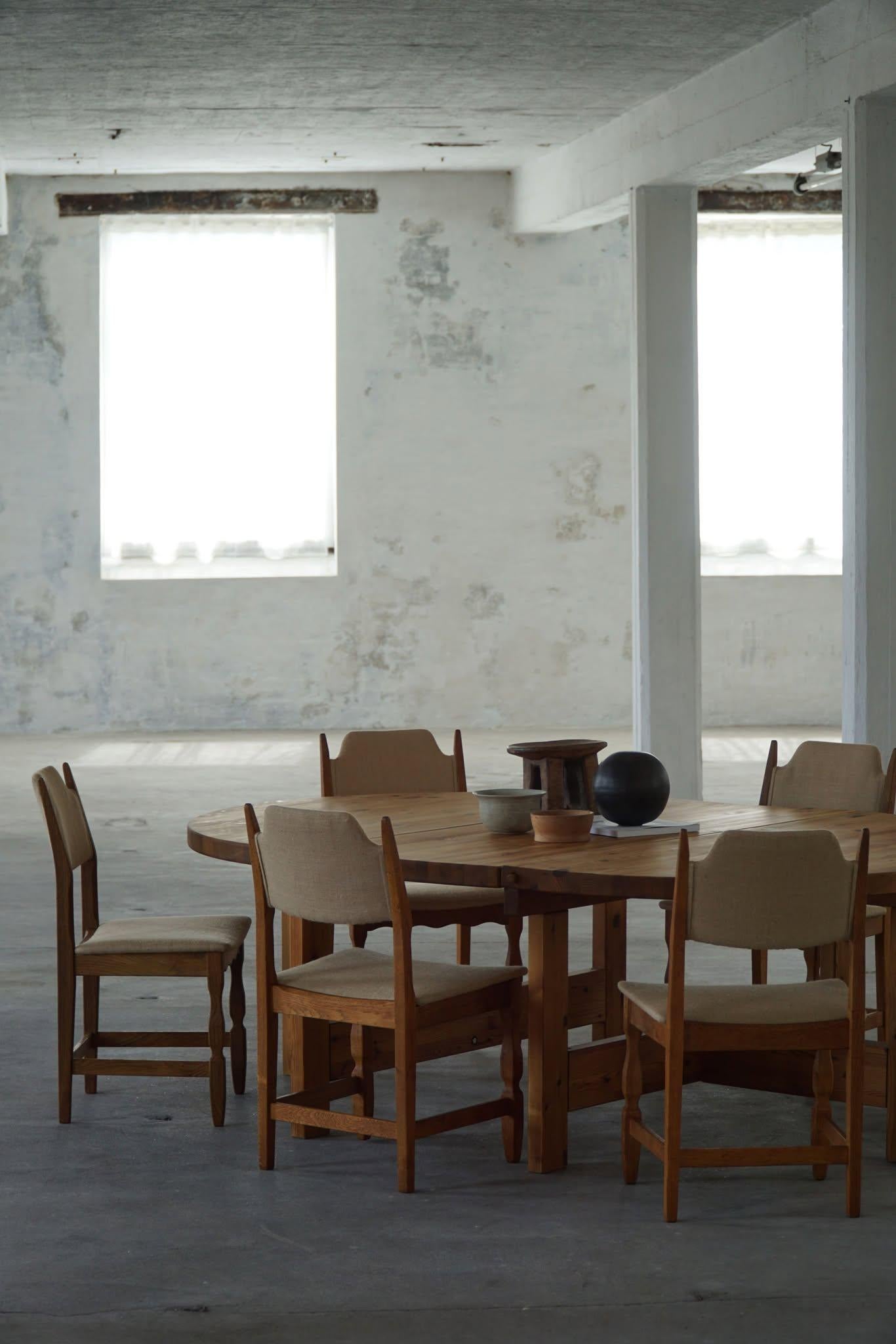 Grande table de salle à manger danoise moderne du milieu du siècle en pin, Tage Poulsen, 1970 en vente 6