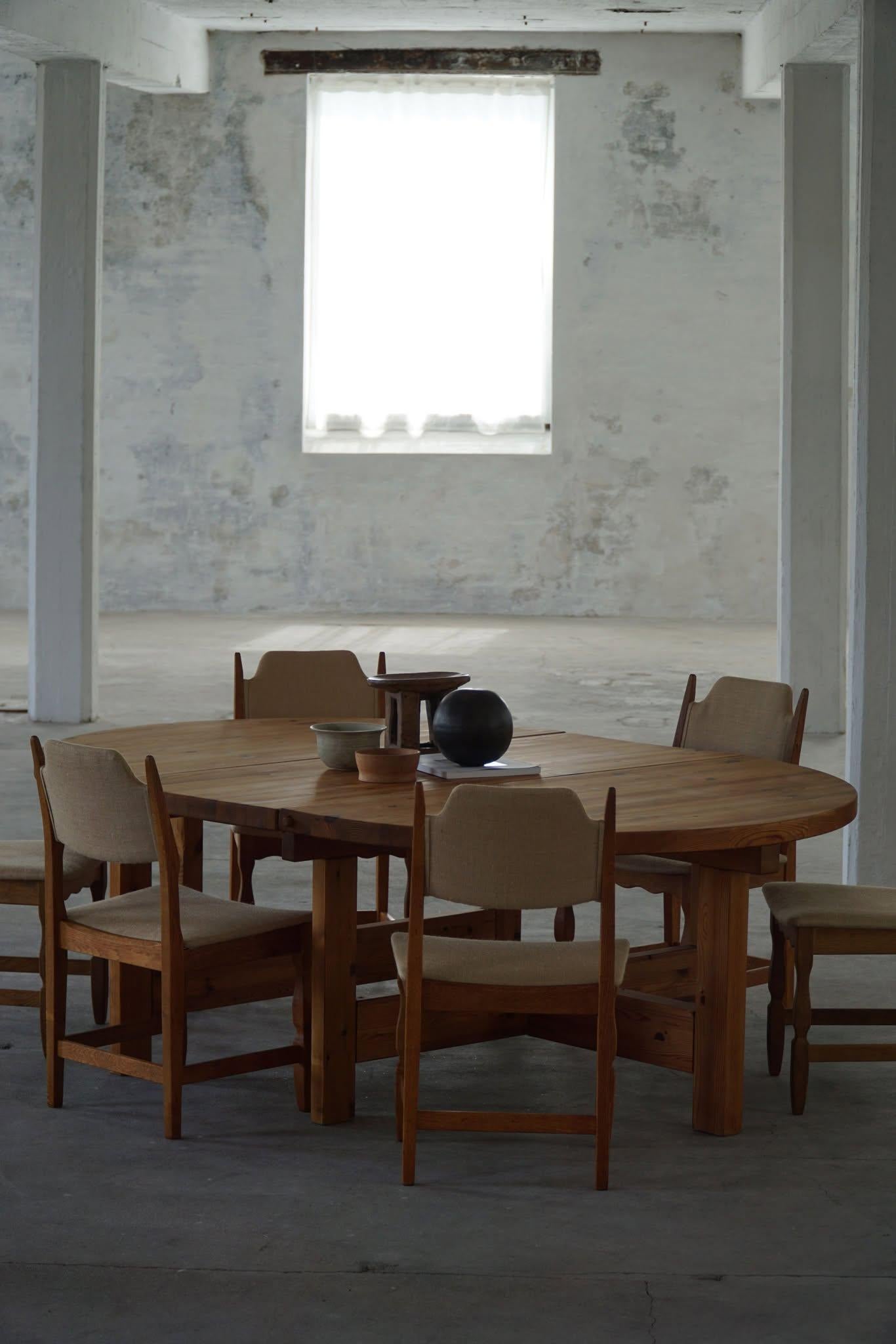 Grande table de salle à manger danoise moderne du milieu du siècle en pin, Tage Poulsen, 1970 en vente 1