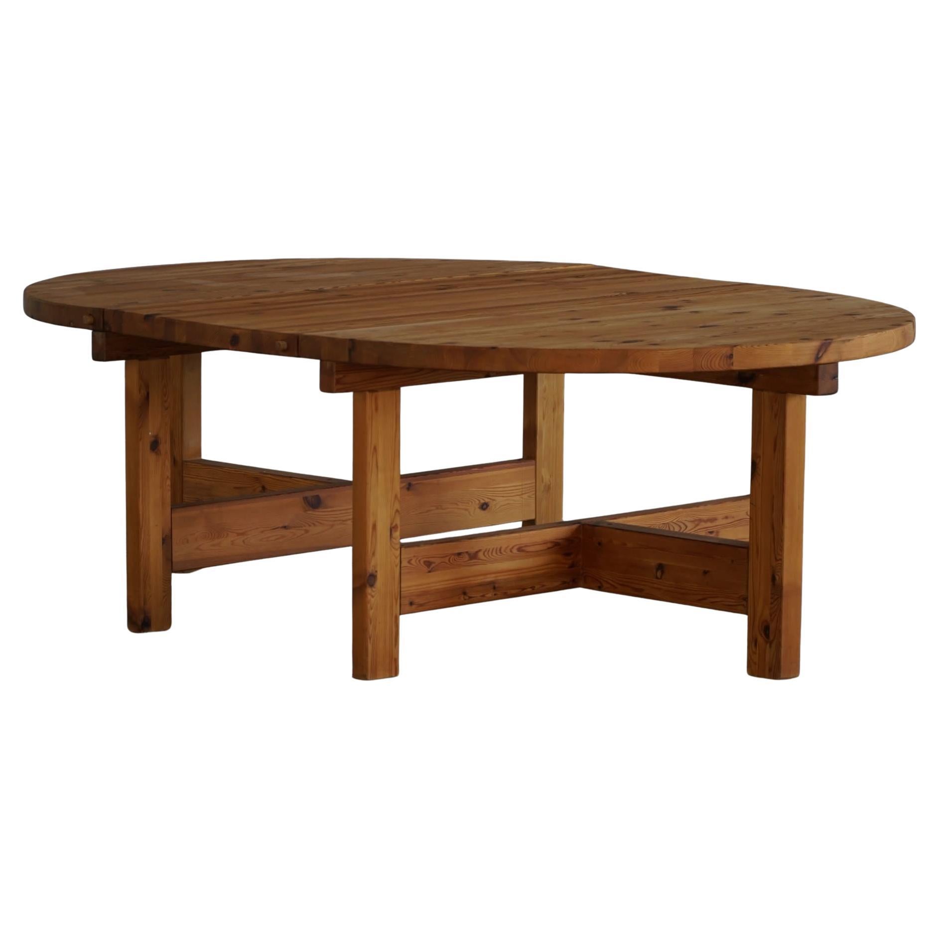 Grande table de salle à manger danoise moderne du milieu du siècle en pin, Tage Poulsen, 1970