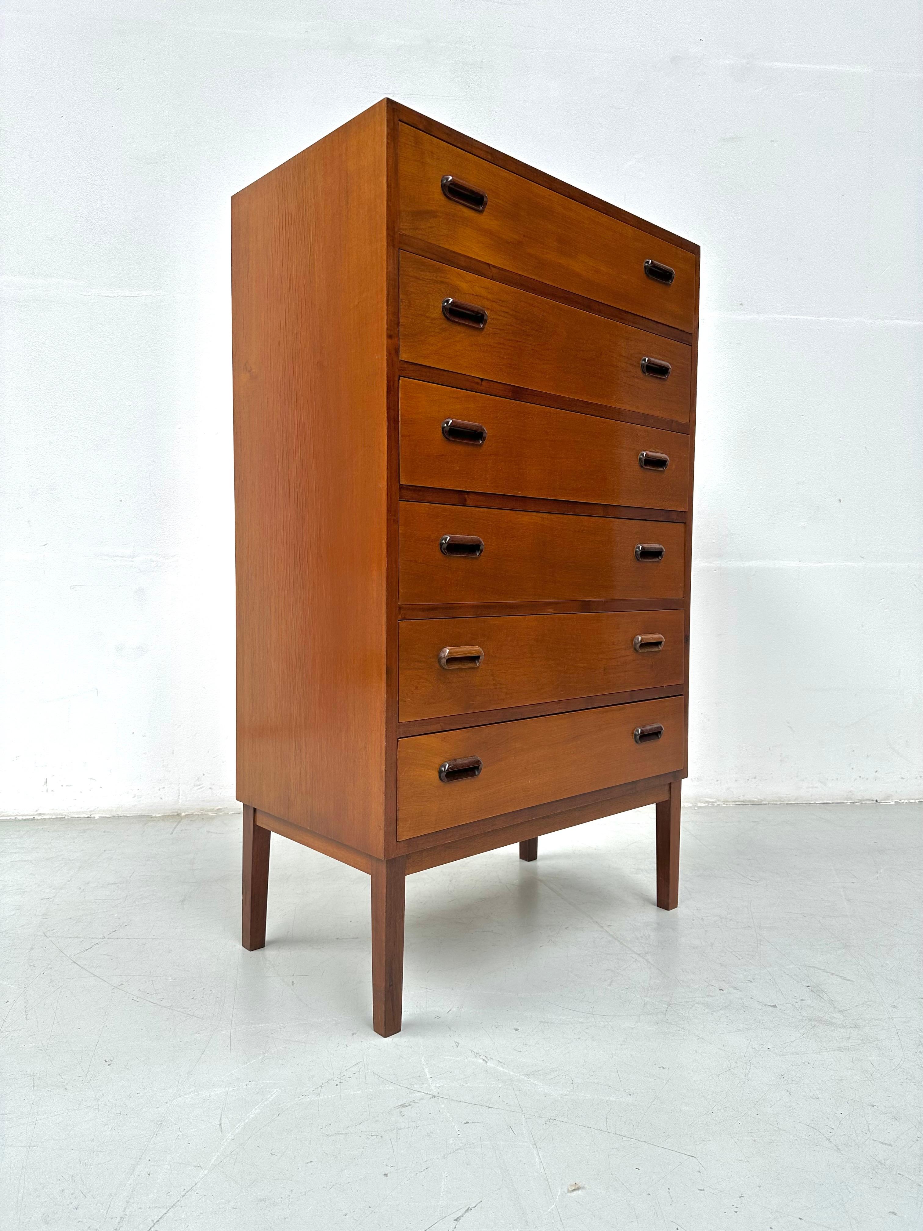 Danish Mid Century Modern Large Teak Refinished Dresser with 6 Drawers, 1960s. 6