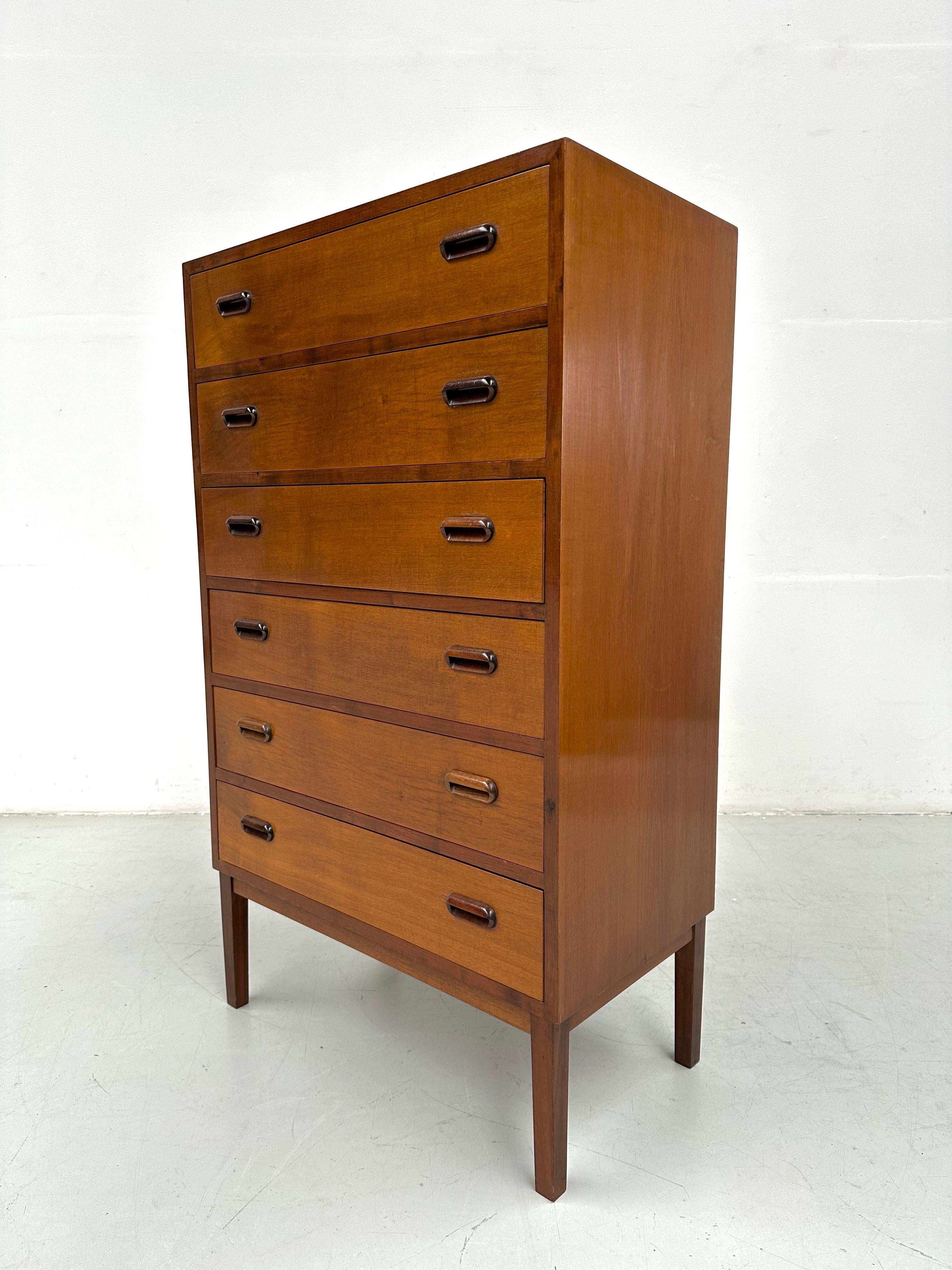 Danish Mid Century Modern Large Teak Refinished Dresser with 6 Drawers, 1960s. 2