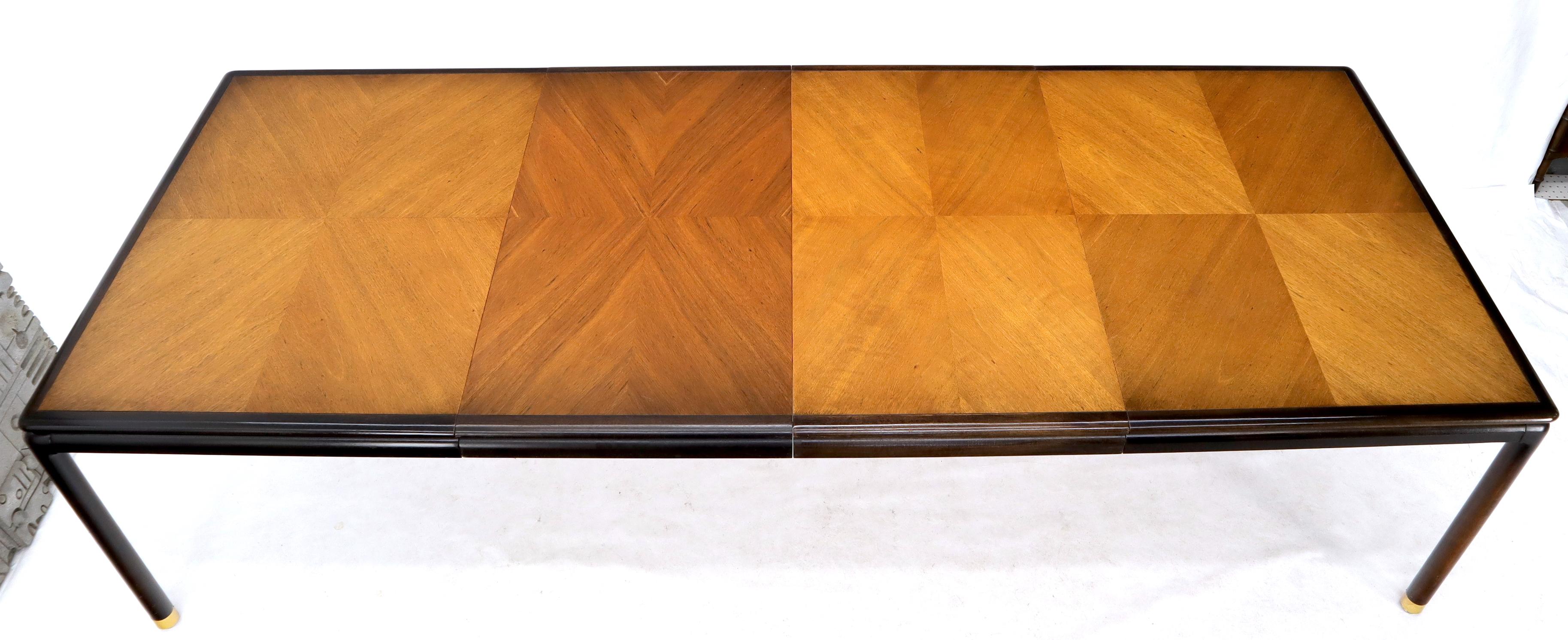 Danish Mid-Century Modern Large Two-Tone Dining Room Table with 2 Leaves In Good Condition For Sale In Rockaway, NJ