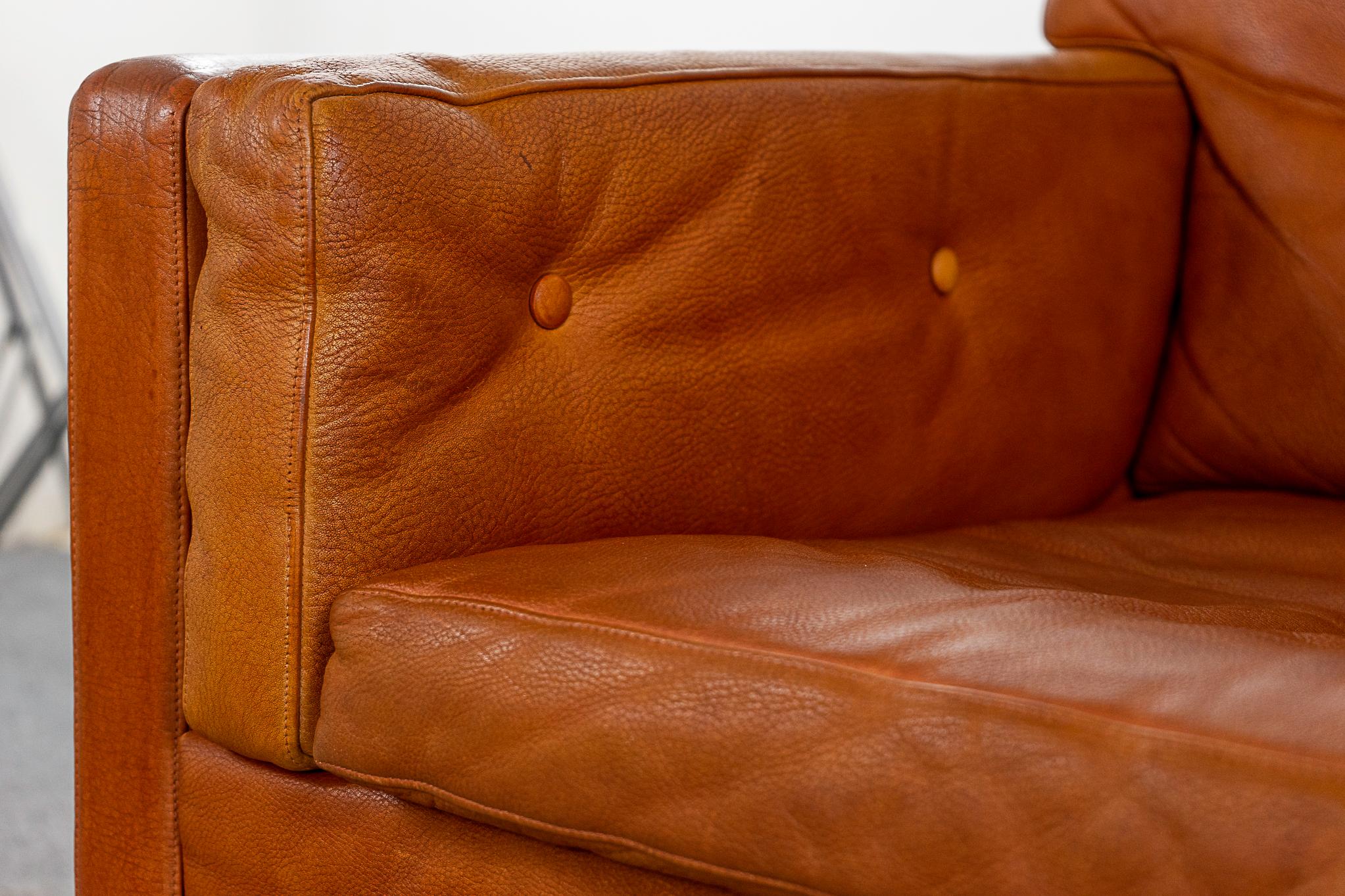 Mid-20th Century Danish Mid-Century Modern Leather Loveseat 