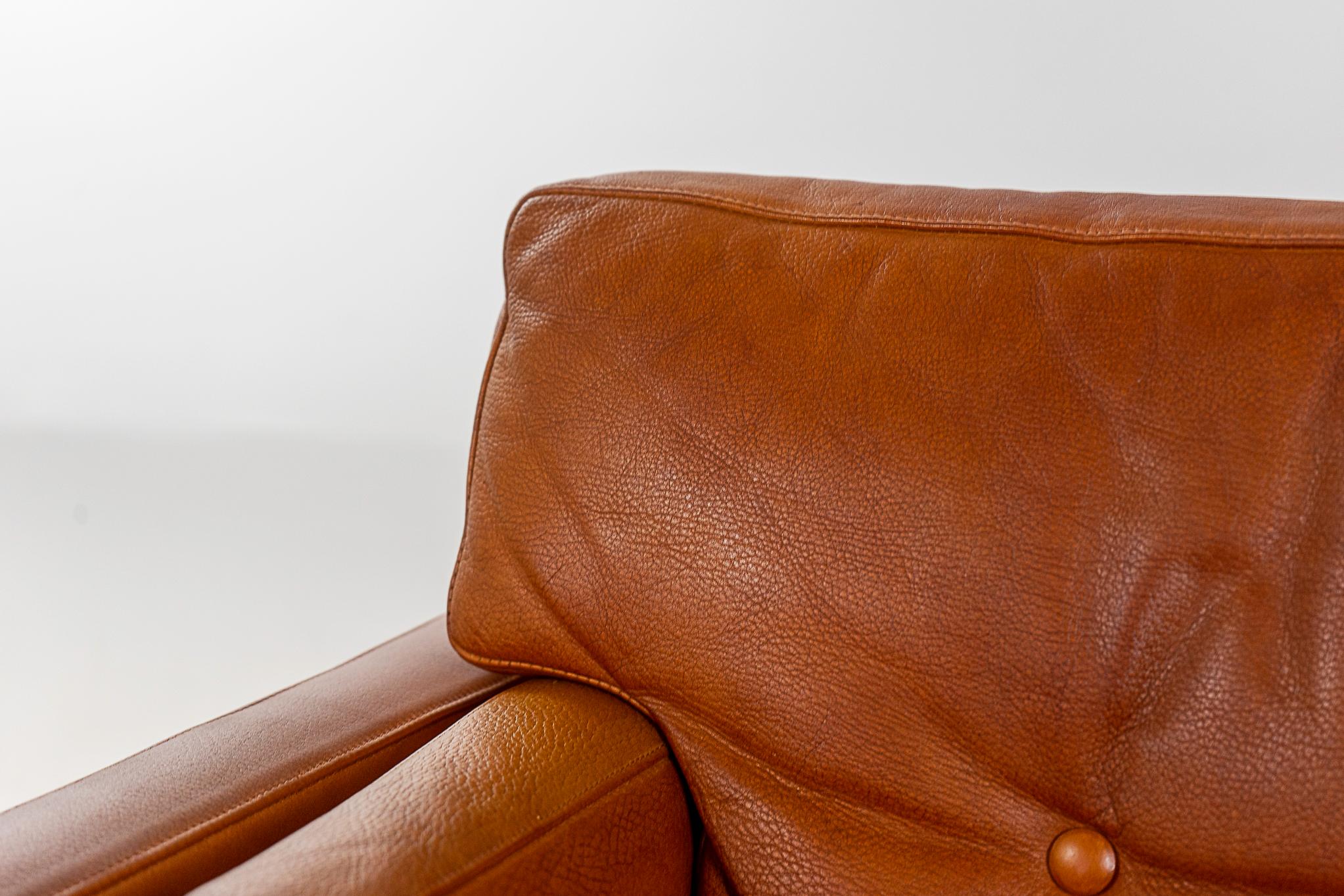 Danish Mid-Century Modern Leather Loveseat  1