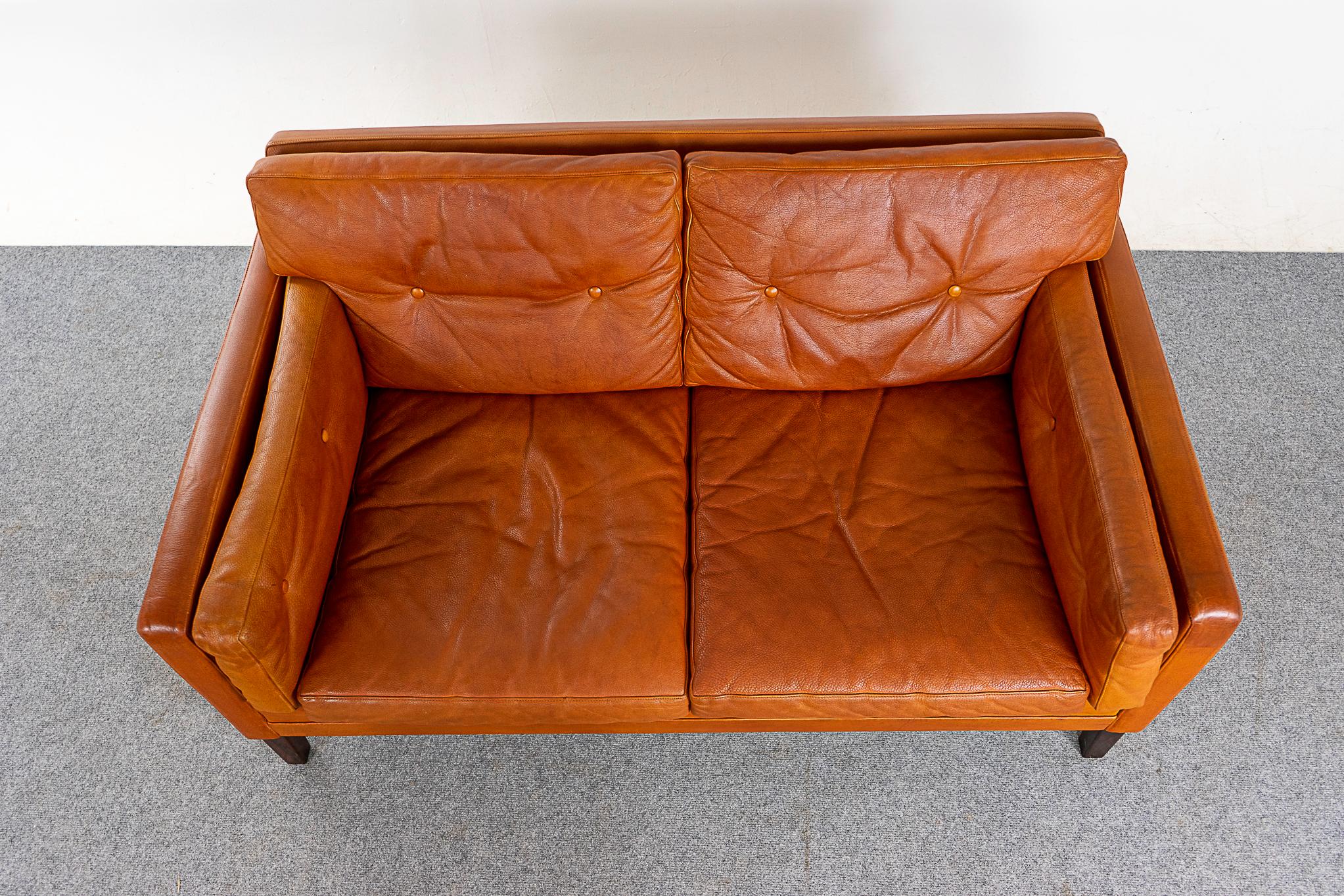 Danish Mid-Century Modern Leather Loveseat  2