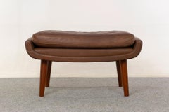Danish Mid-Century Modern Leather & Teak Footstool