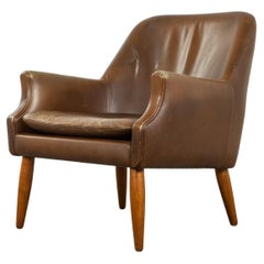 Used Danish Mid-Century Modern Leather & Teak Lounge Chair