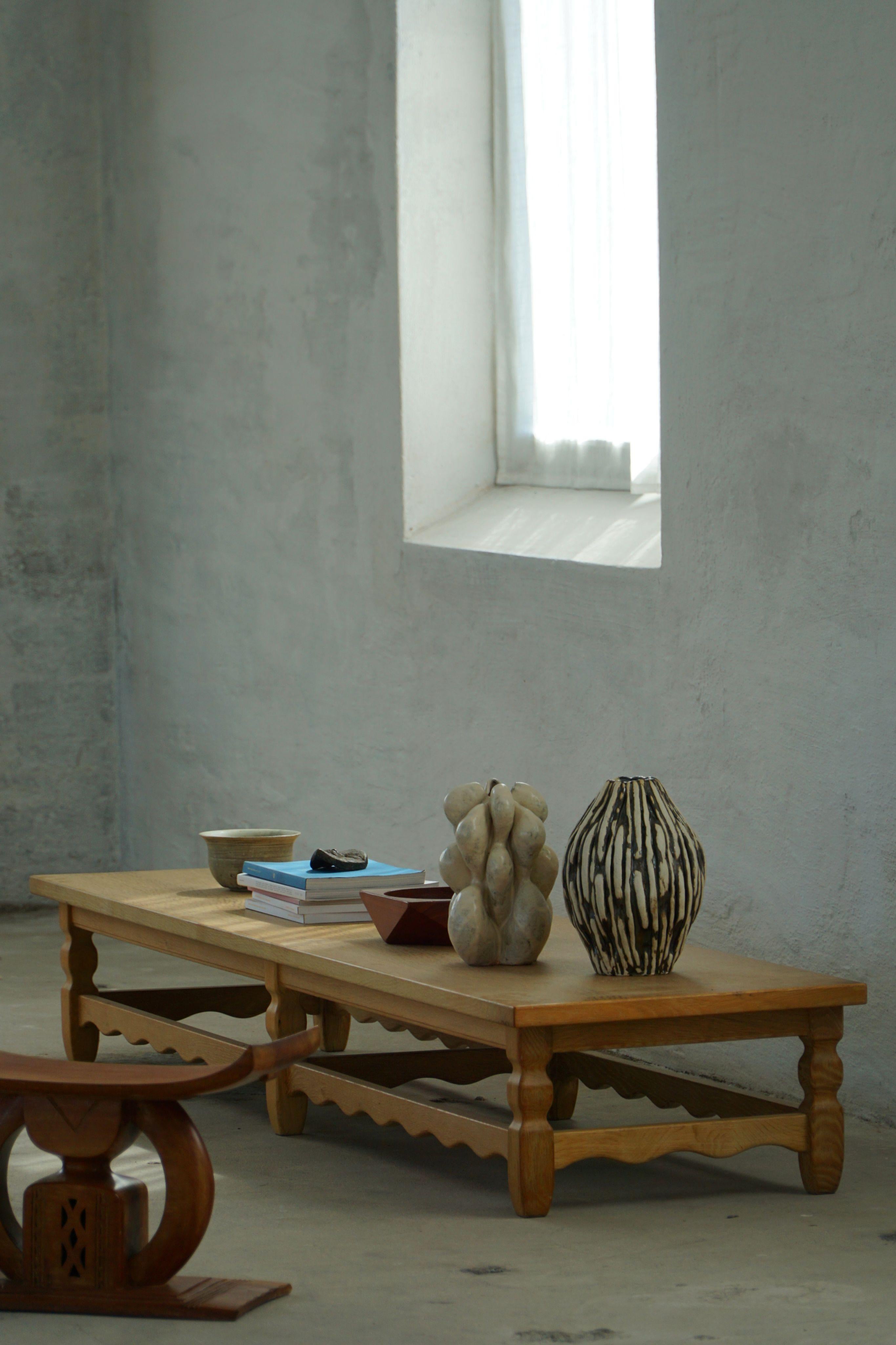 Scandinavian Modern Danish Mid Century Modern, Long Bench in Solid Oak, Henning Kjærnulf, 1960s For Sale