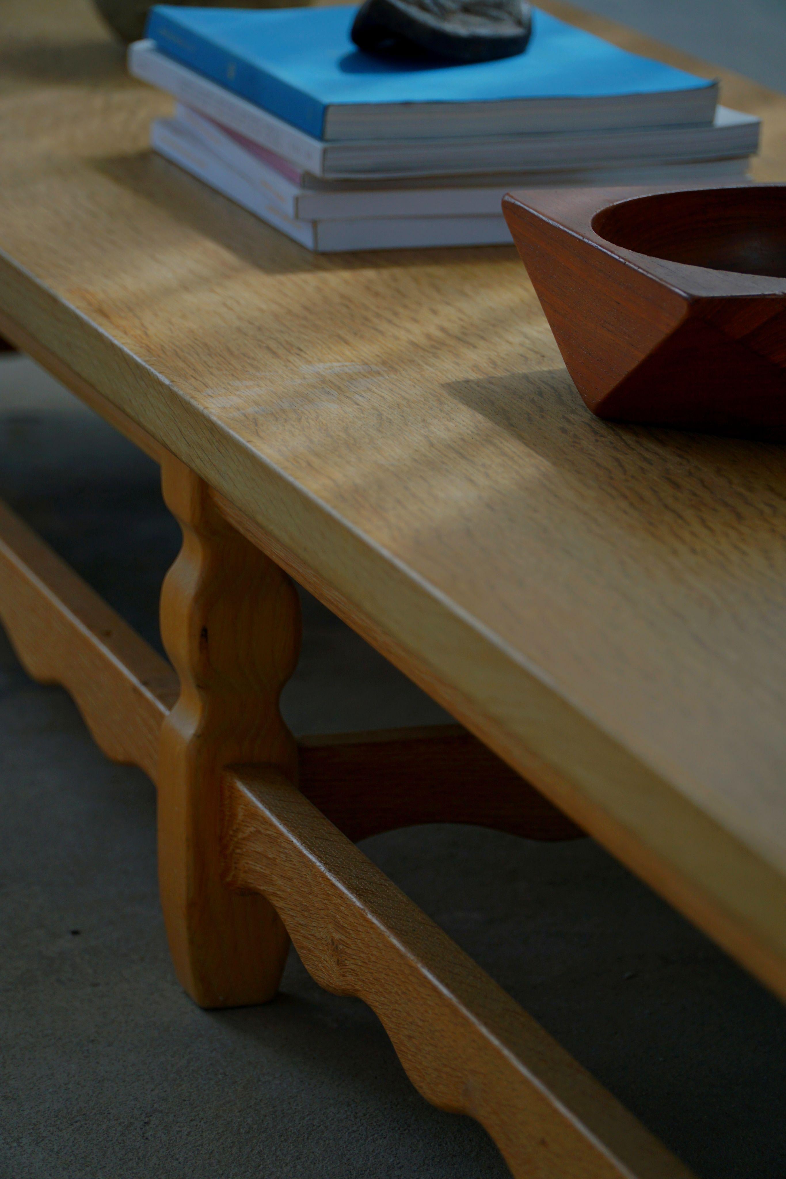 Danish Mid Century Modern, Long Bench in Solid Oak, Henning Kjærnulf, 1960s In Good Condition For Sale In Odense, DK