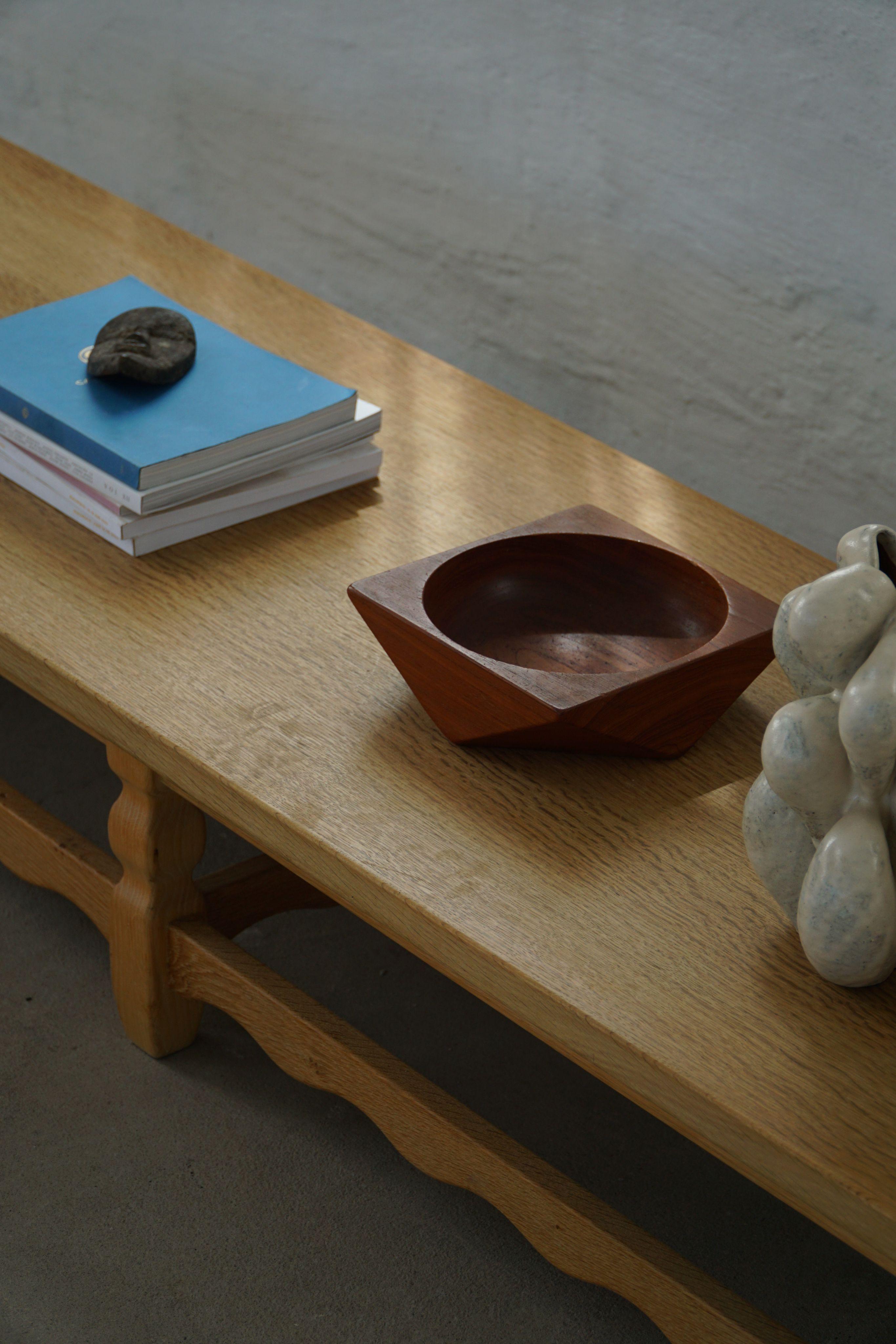 20th Century Danish Mid Century Modern, Long Bench in Solid Oak, Henning Kjærnulf, 1960s For Sale