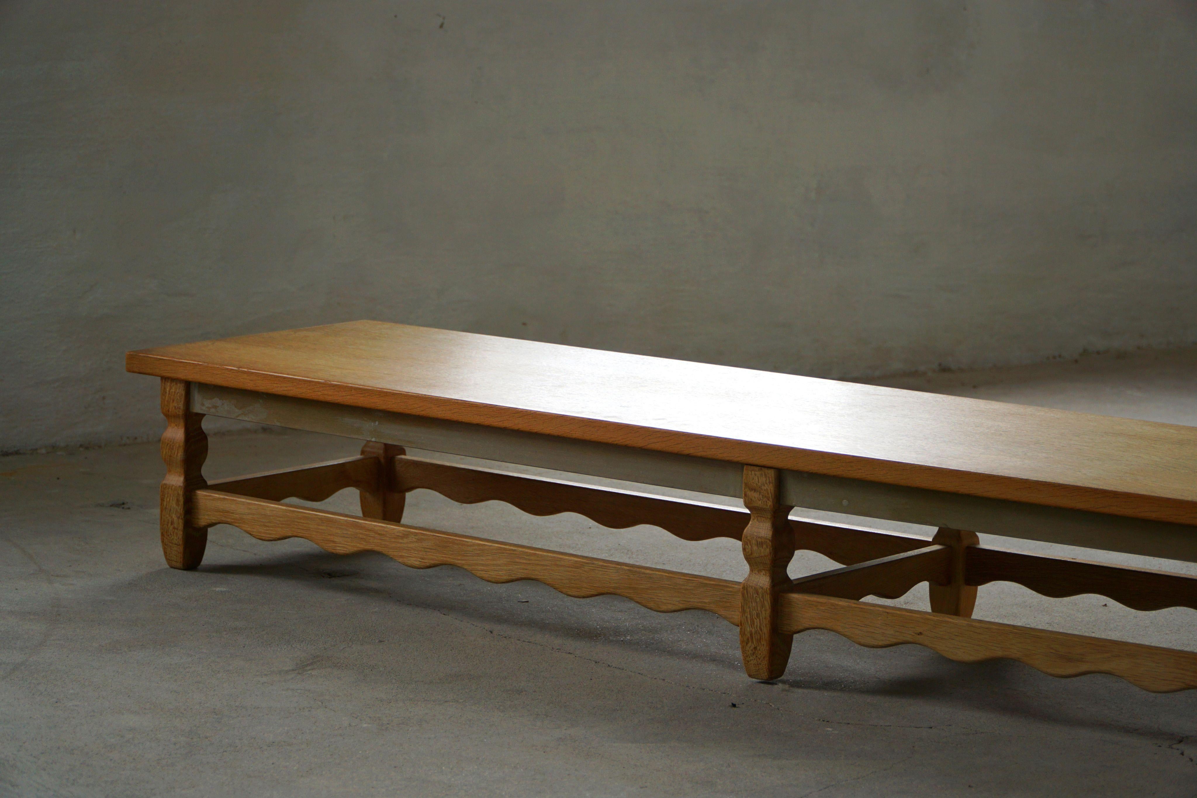 Danish Mid Century Modern, Long Bench in Solid Oak, Henning Kjærnulf, 1960s For Sale 1