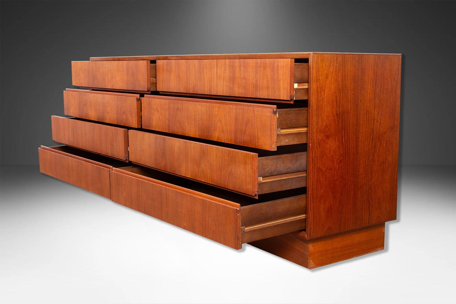 Mid-20th Century Danish Mid-Century Modern Long Teak Dresser For Sale